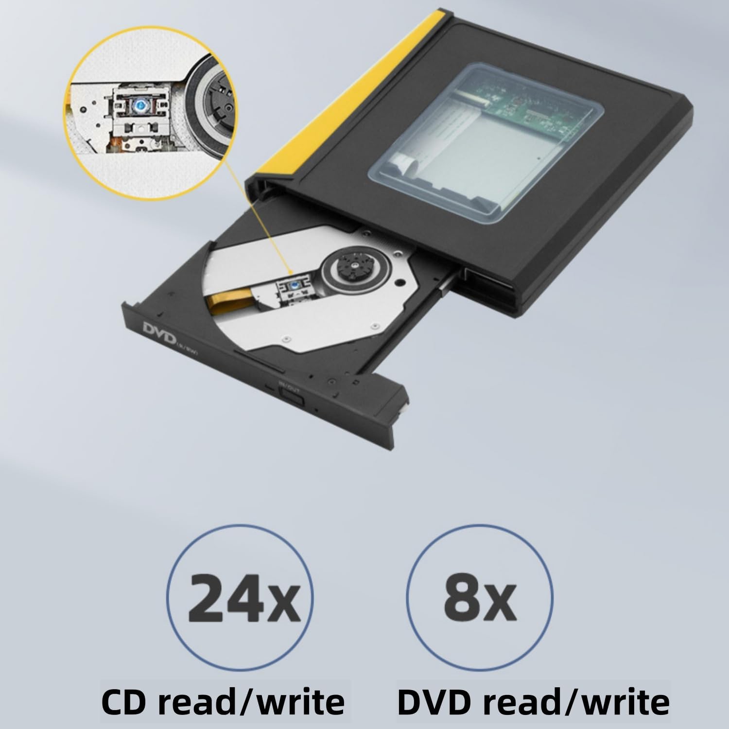 Lecteur optique externe USB 3,0 Graveur CD DVD Ordinateur portatif Lecteur optique mobile externe Compatible avec les ordinateurs de bureau et les