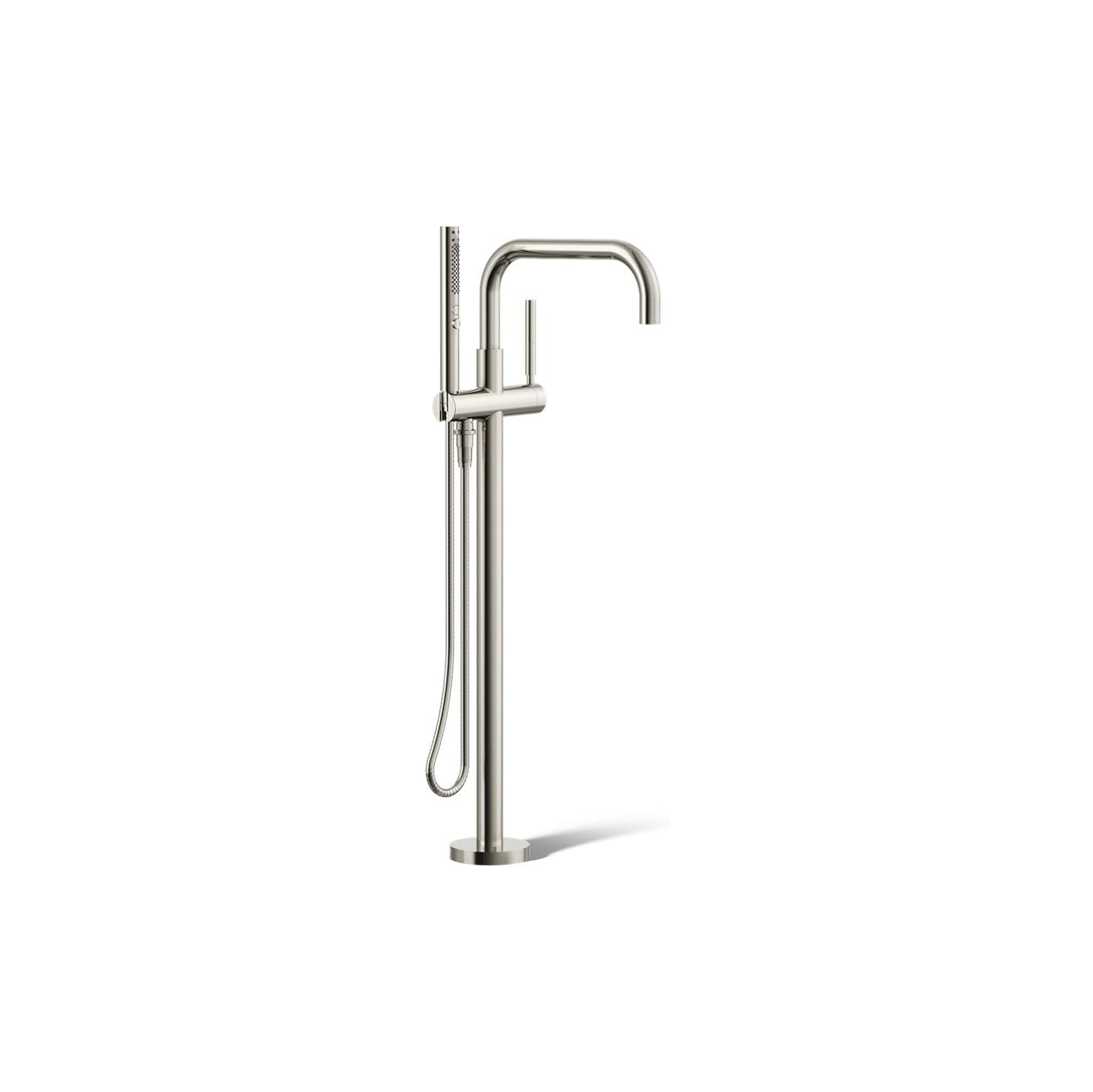 KOHLER K-T97328-4-SN Purist Floor-Mount Bath Filler with Handshower, Polished Nickel