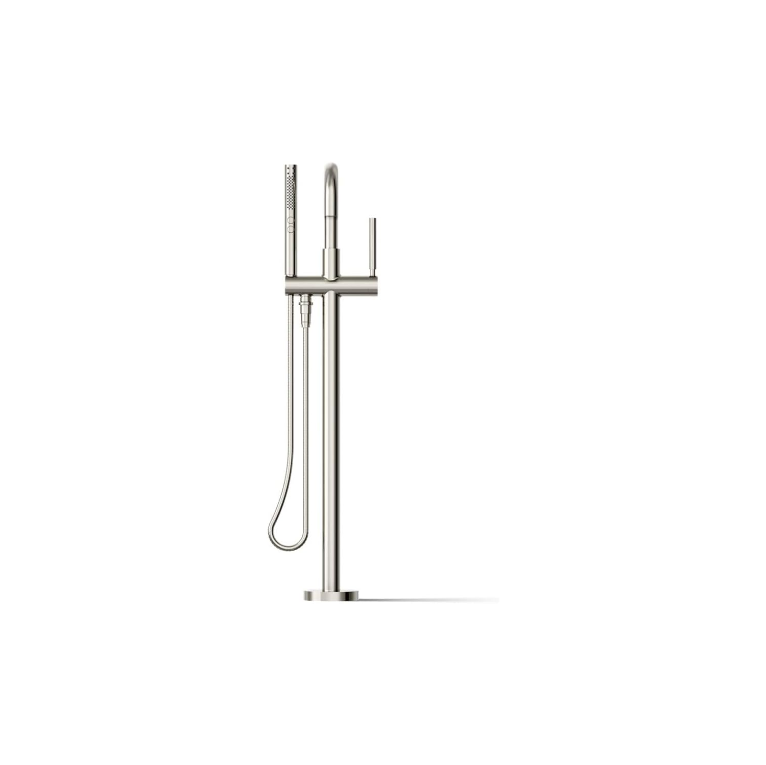 KOHLER K-T97328-4-SN Purist Floor-Mount Bath Filler with Handshower, Polished Nickel
