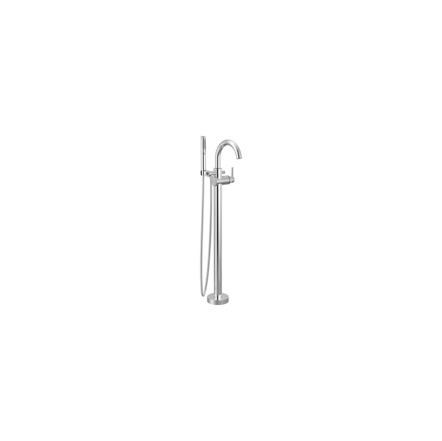 Delta Faucet Trinsic Floor-Mount Freestanding Tub Filler with Hand Held Shower, Chrome Bathtub Faucet