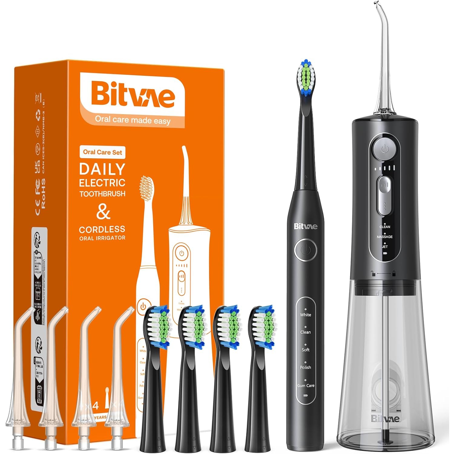 Bitvae Water Dental Flosser and Electric Toothbrush Combo ensures complete oral care. The sonic toothbrush offers 5 modes for effective cleaning,