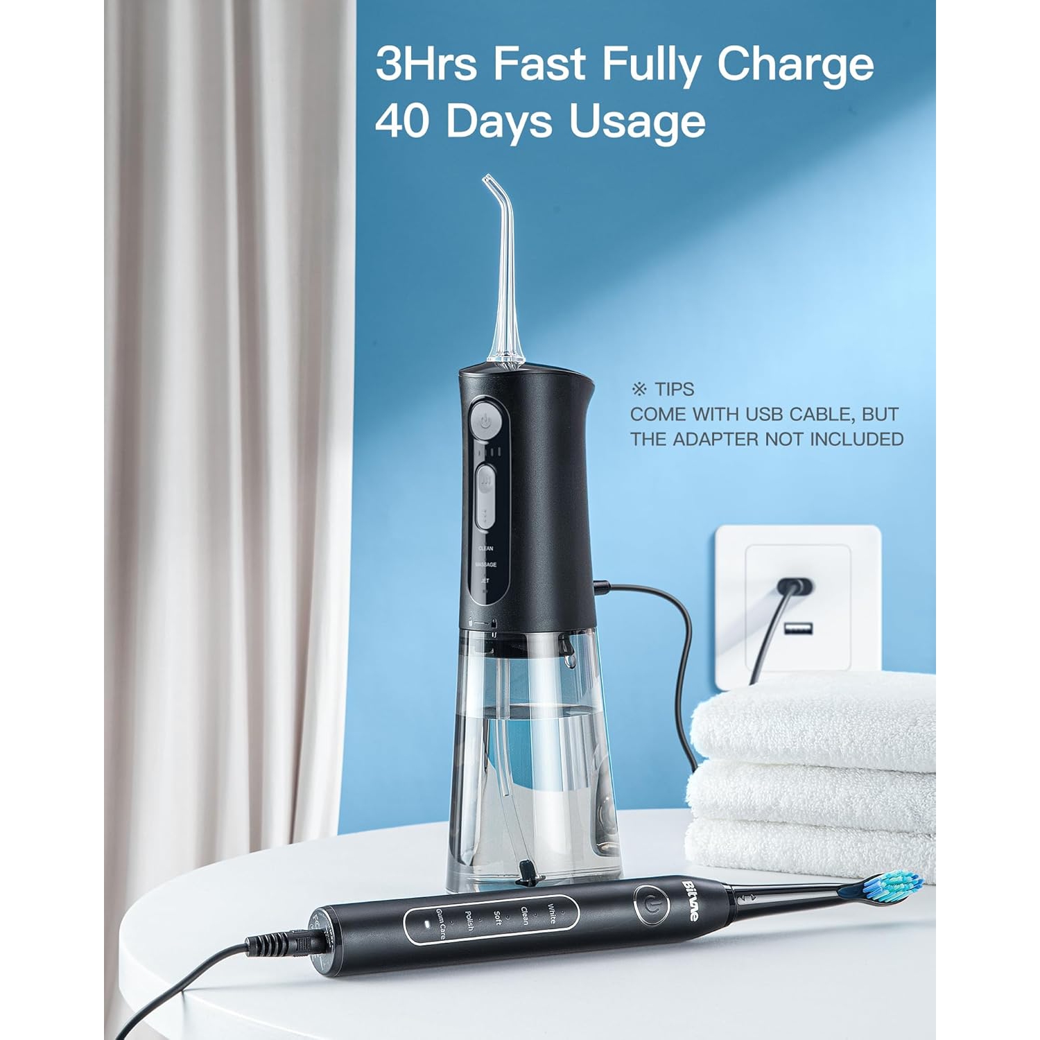 Bitvae Water Dental Flosser and Electric Toothbrush Combo ensures complete oral care. The sonic toothbrush offers 5 modes for effective cleaning,