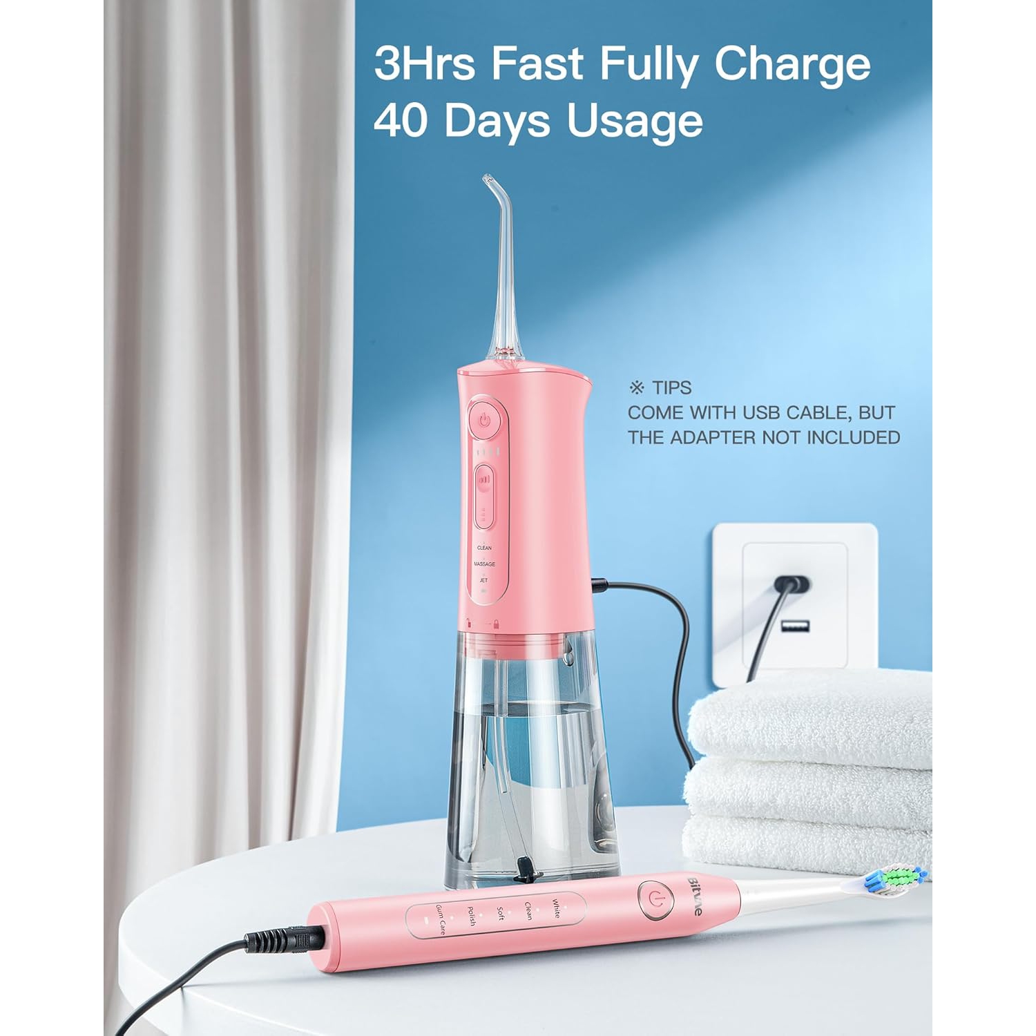 Bitvae Water Dental Flosser and Electric Toothbrush Combo ensures complete oral care. The sonic toothbrush offers 5 modes for effective cleaning,