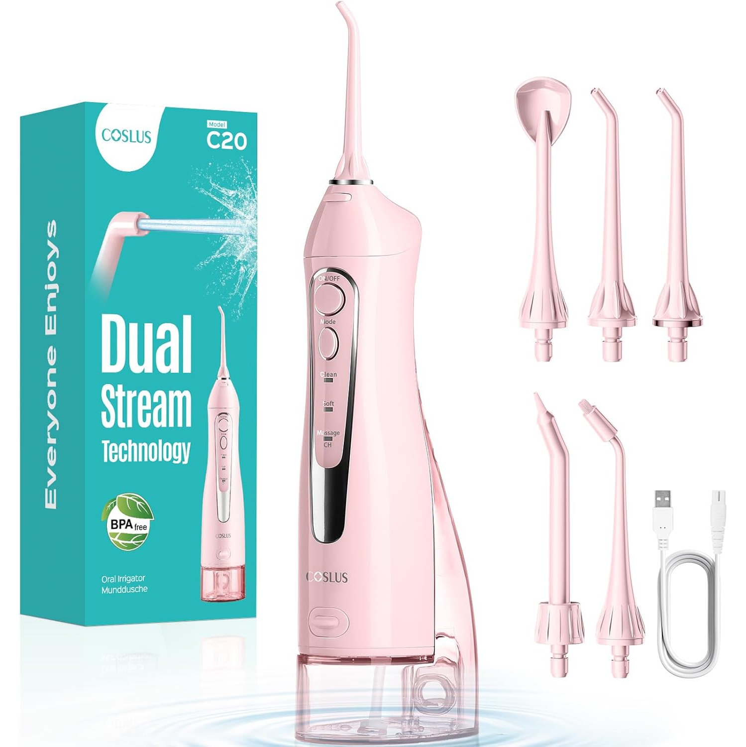 Mehiaz Water Teeth Flosser: 300ML Cordless Electric Water Tooth Flossing Rechargeable IPX7 Waterproof Portable Travel Flossers Set for Teeth