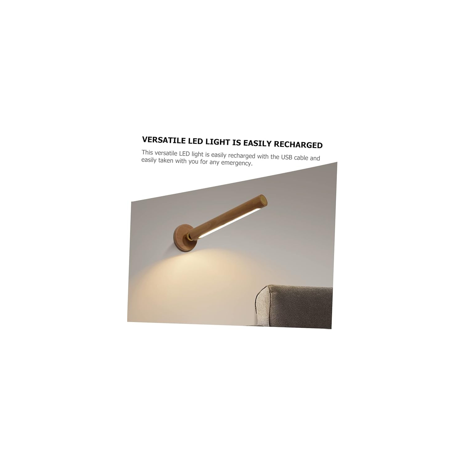 2 lampes murales magnétiques USB rechargeables à DEL en bois avec veilleuse à DEL à piles pour la maison