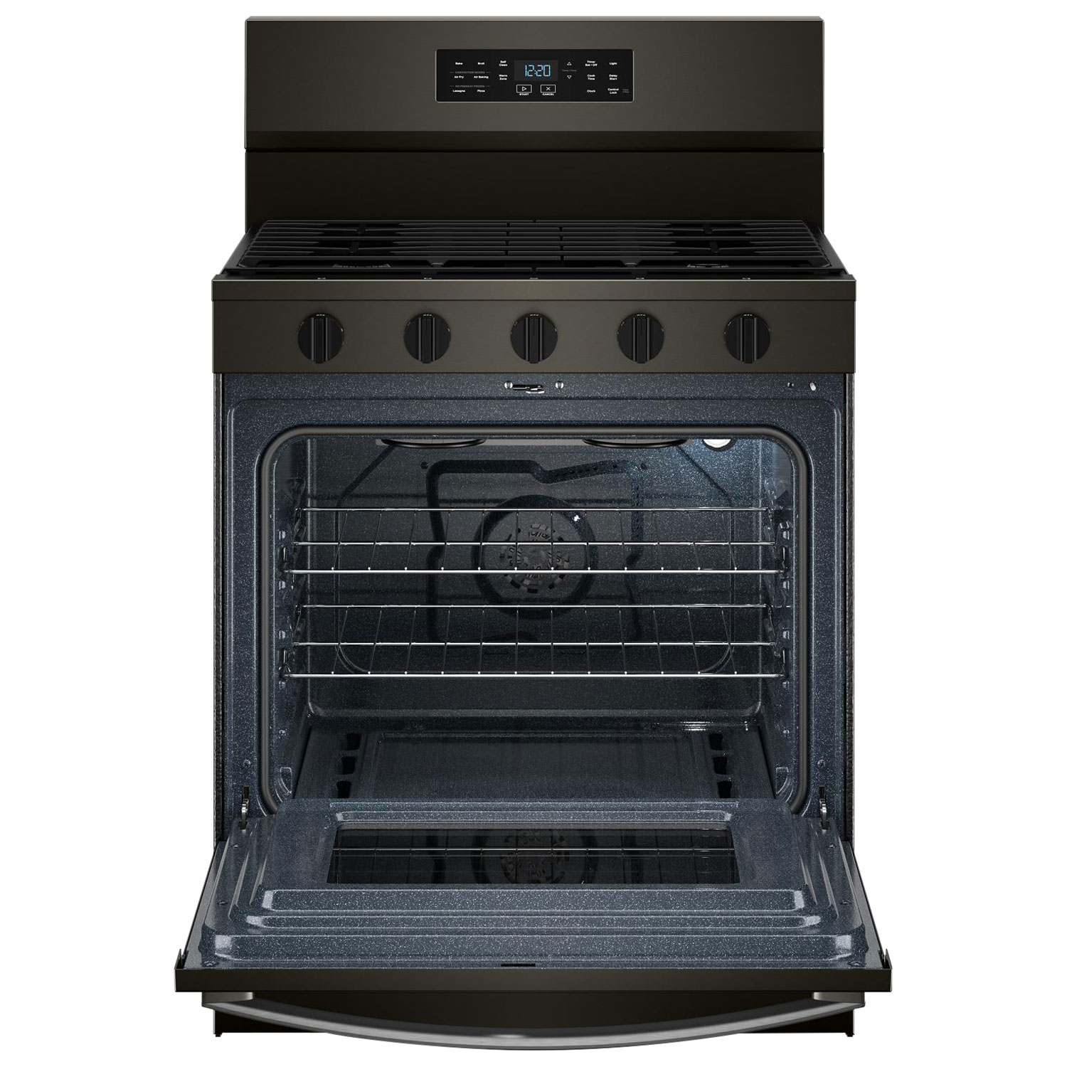 Whirlpool 30" 5.0 Cu. Ft. Free-Standing 5-Burner Self-Clean Gas Air Fry Range - Black Stainless Steel