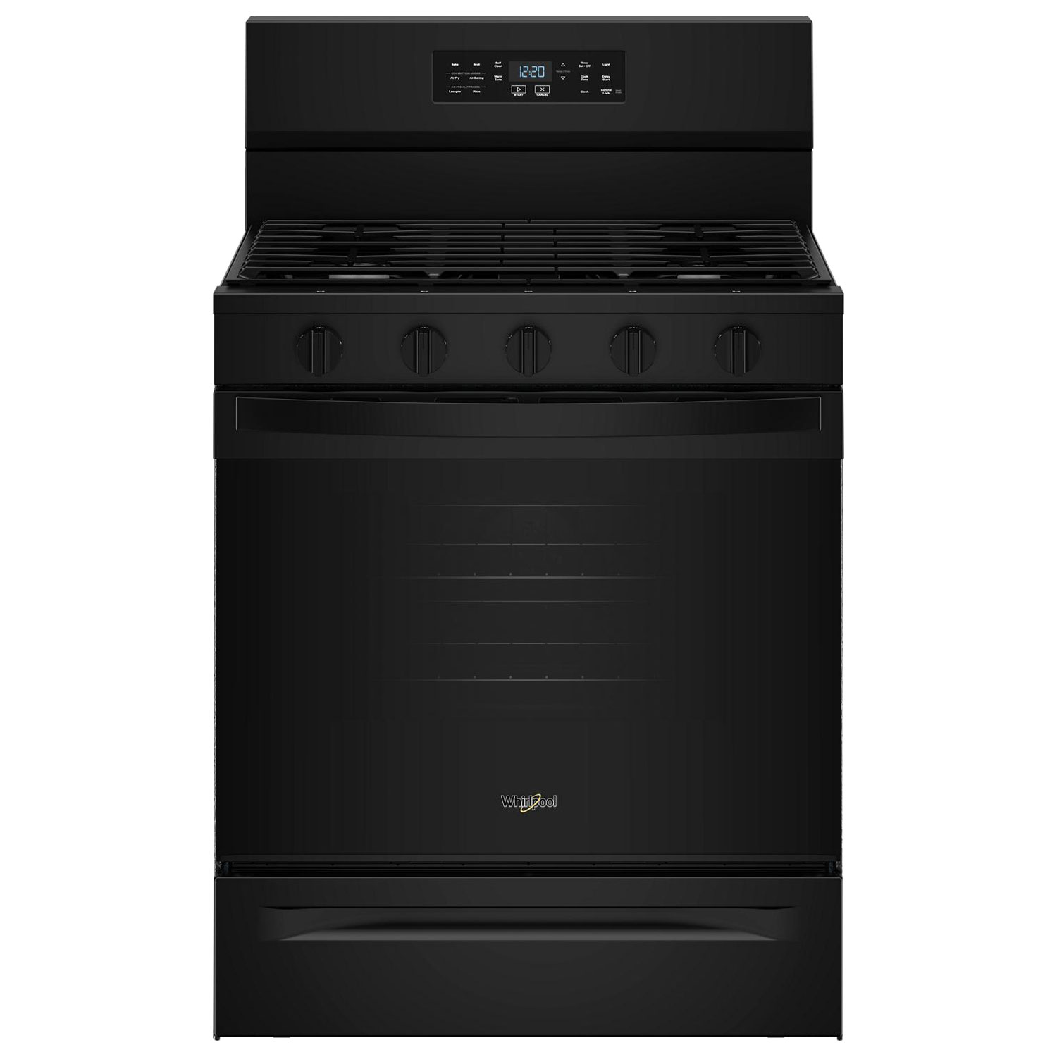 Whirlpool 30" 5.0 Cu. Ft. Free-Standing 5-Burner Self-Clean Gas Air Fry Range - Black