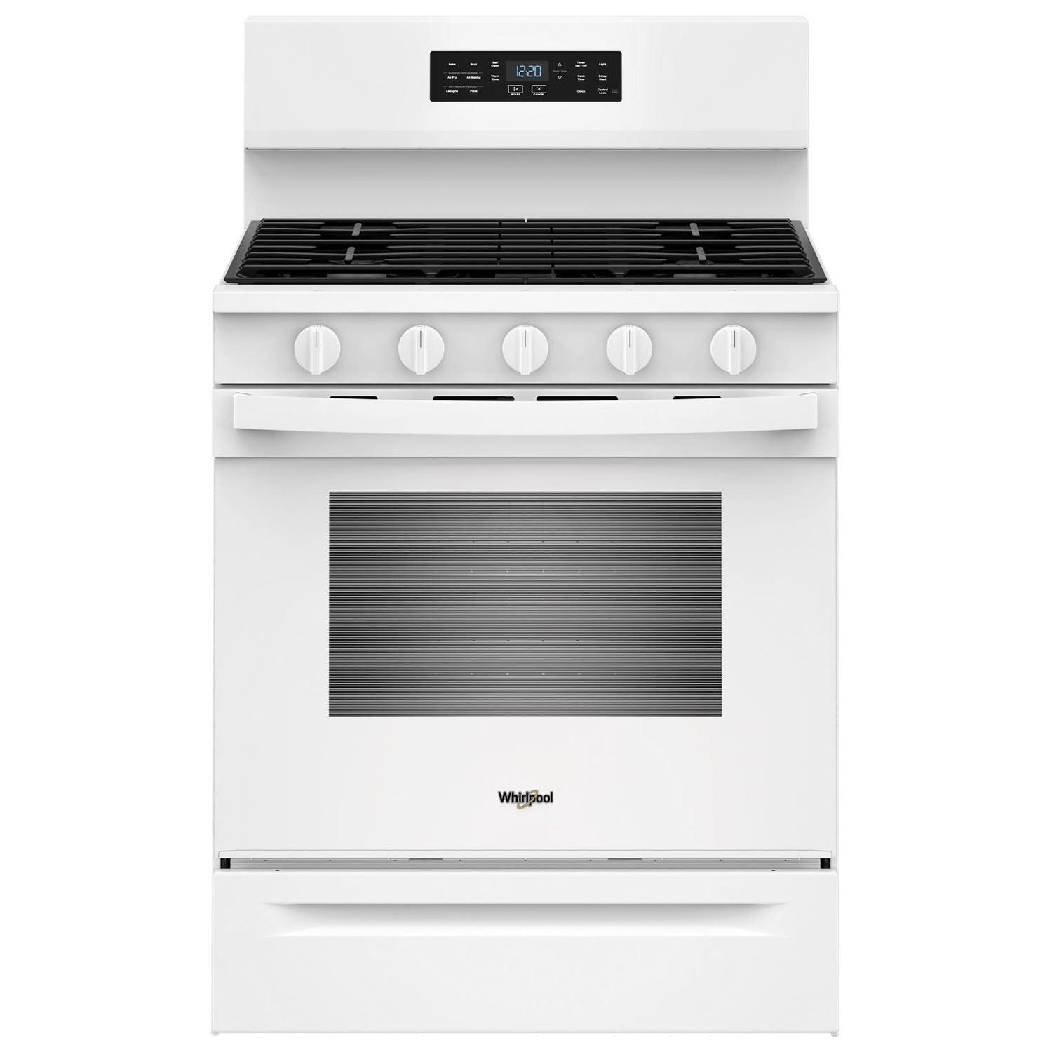 Cuisinière à gaz autonome avec four autonettoyant, friture à l'air et 5 brûleurs 5 pi³ 30 po de Whirlpool - Noir