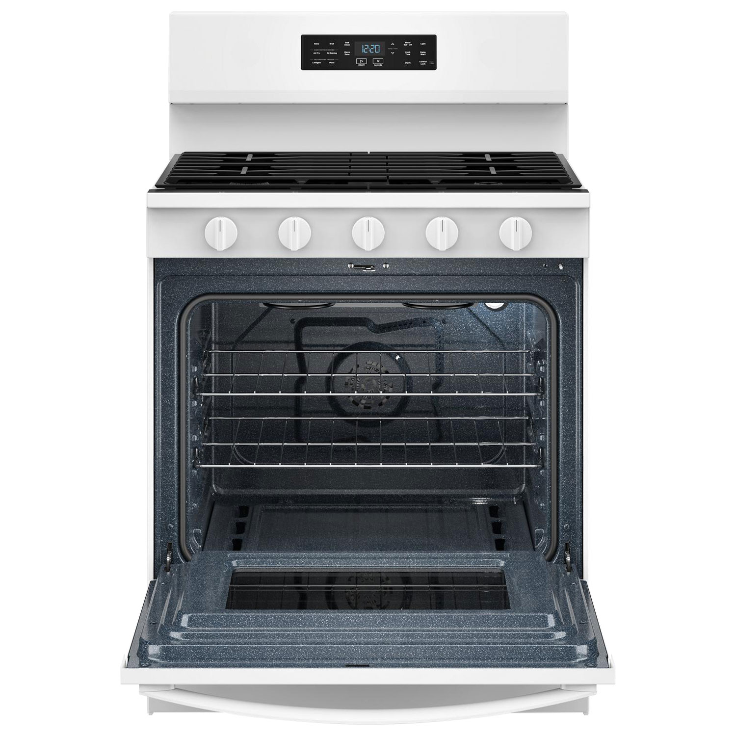 Cuisinière à gaz autonome avec four autonettoyant, friture à l'air et 5 brûleurs 5 pi³ 30 po de Whirlpool - Noir