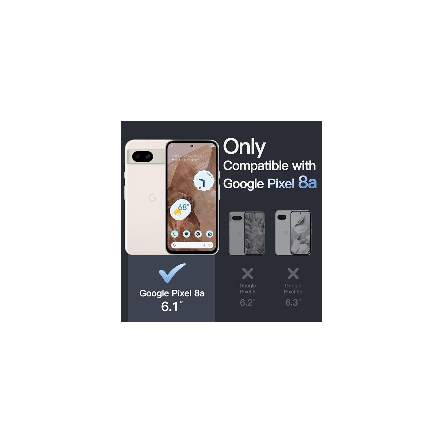 JETech Clear Case for Google Pixel 8a Phone Cover