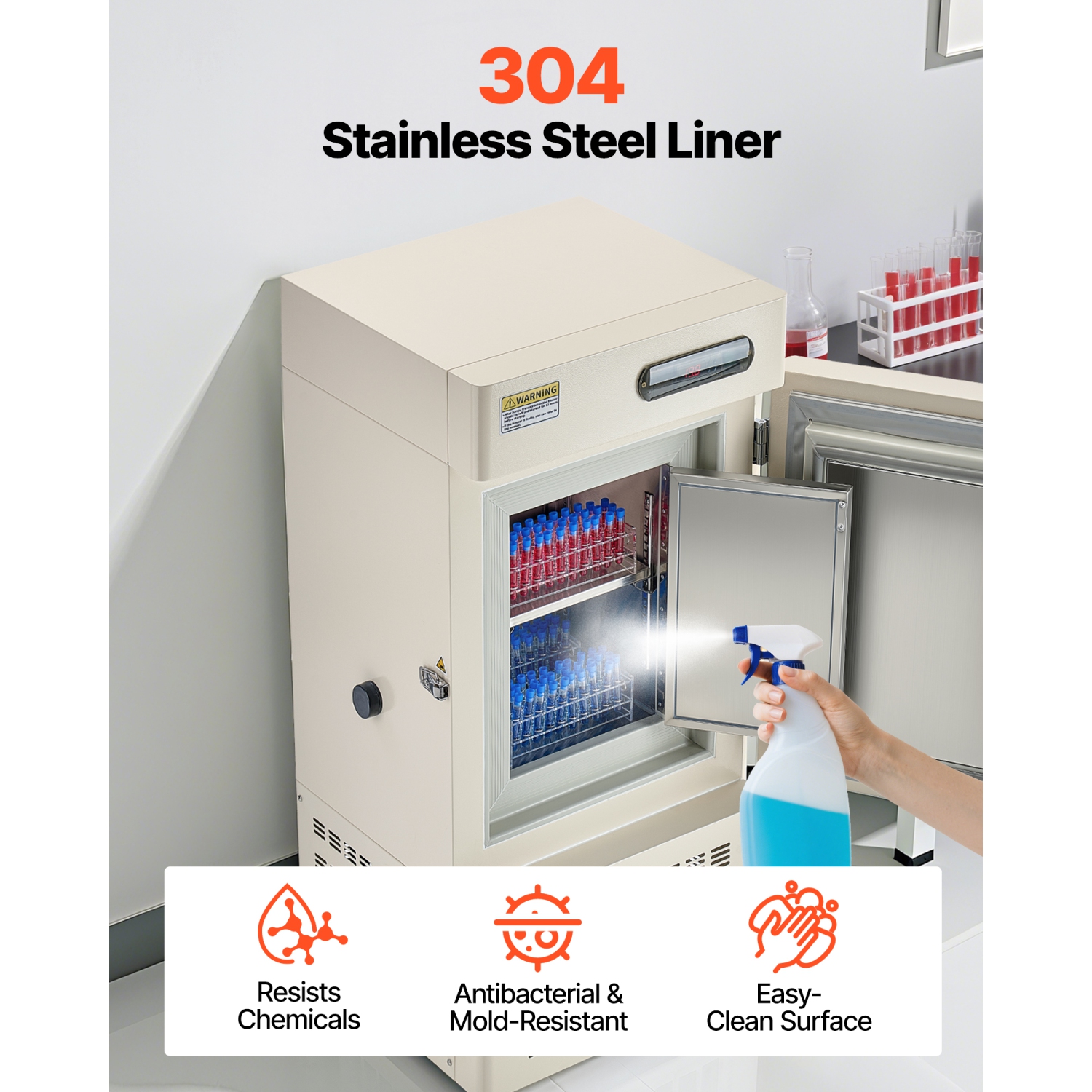 VEVOR 28 L Ultra Low Temperature Freezer, −40℉ to −123℉ Adjustable Temp Range, with Rollers and Digital Display, 304 Stainless Steel Liner, Low