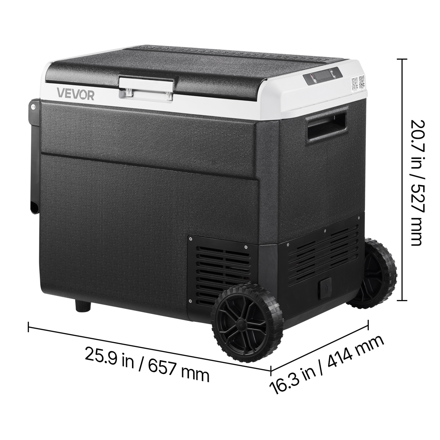VEVOR 12 Volt Car Refrigerator, 63.4QT/60L Car Fridge, Portable Electric Cooler with Wheels and Handle, -4℉~68℉, 12/24V DC and 100- 240V AC