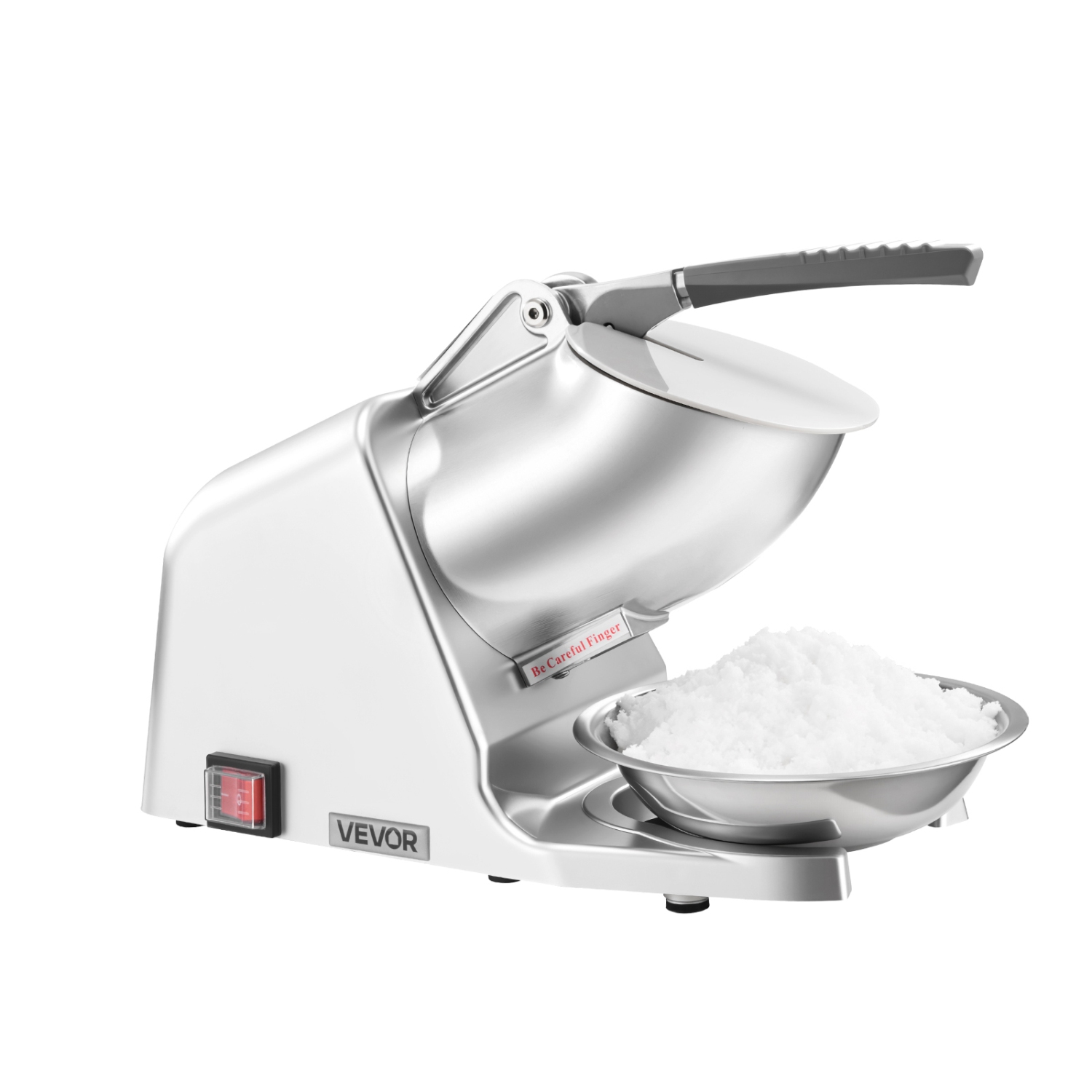 VEVOR 286lbs Per Hour Ice Crusher Machine, Electric 4 Blades Snow Cone Maker, Stainless Steel Shaved Ice Machine with Bowl and Cover, 300W 2000RPM