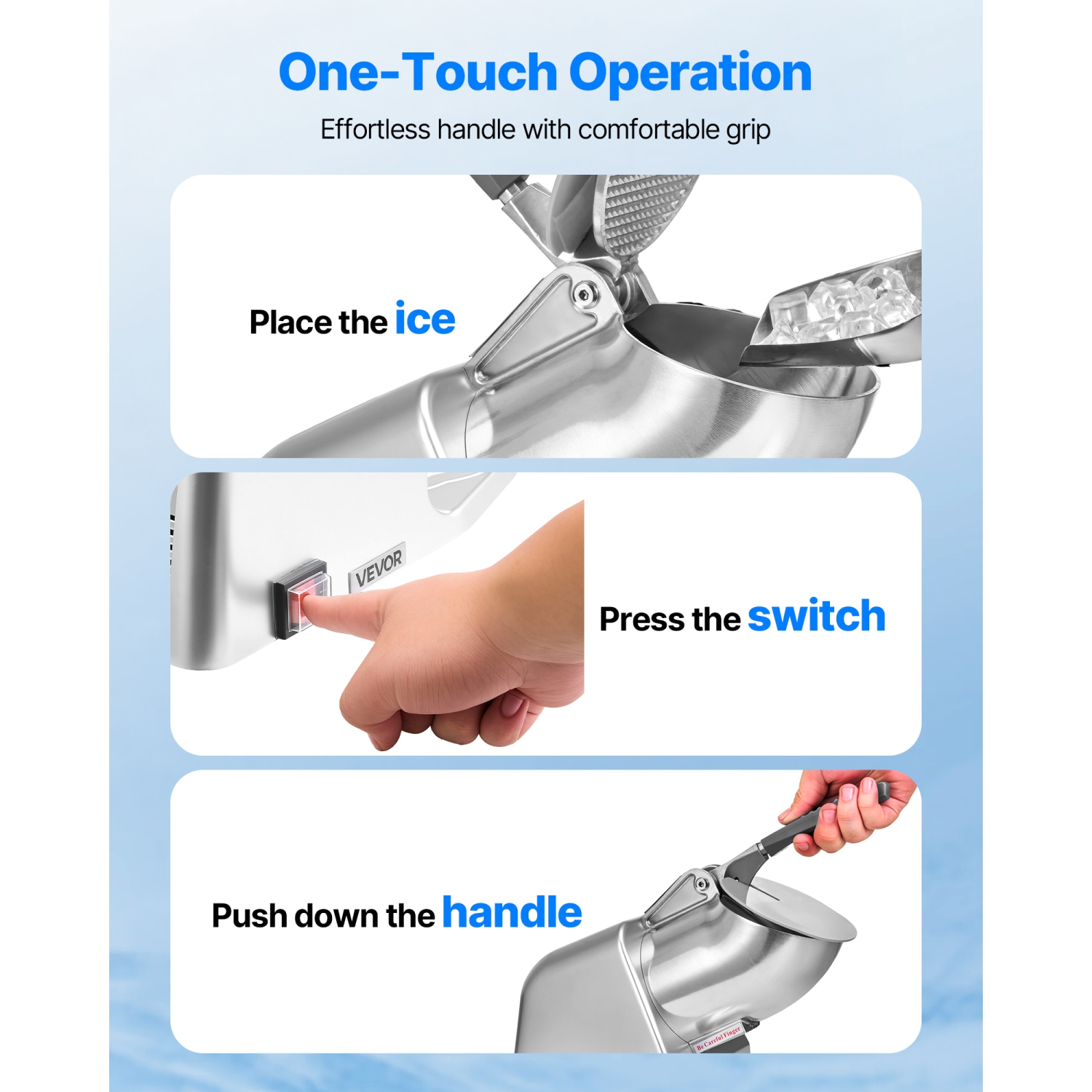 VEVOR 286lbs Per Hour Ice Crusher Machine, Electric 4 Blades Snow Cone Maker, Stainless Steel Shaved Ice Machine with Bowl and Cover, 300W 2000RPM