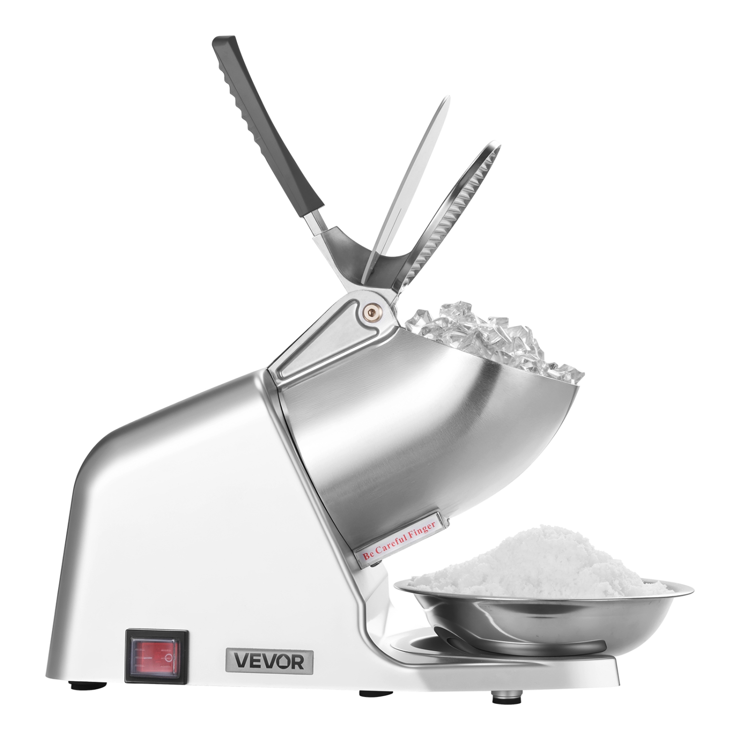 VEVOR 286lbs Per Hour Ice Crusher Machine, Electric 4 Blades Snow Cone Maker, Stainless Steel Shaved Ice Machine with Bowl and Cover, 300W 2000RPM