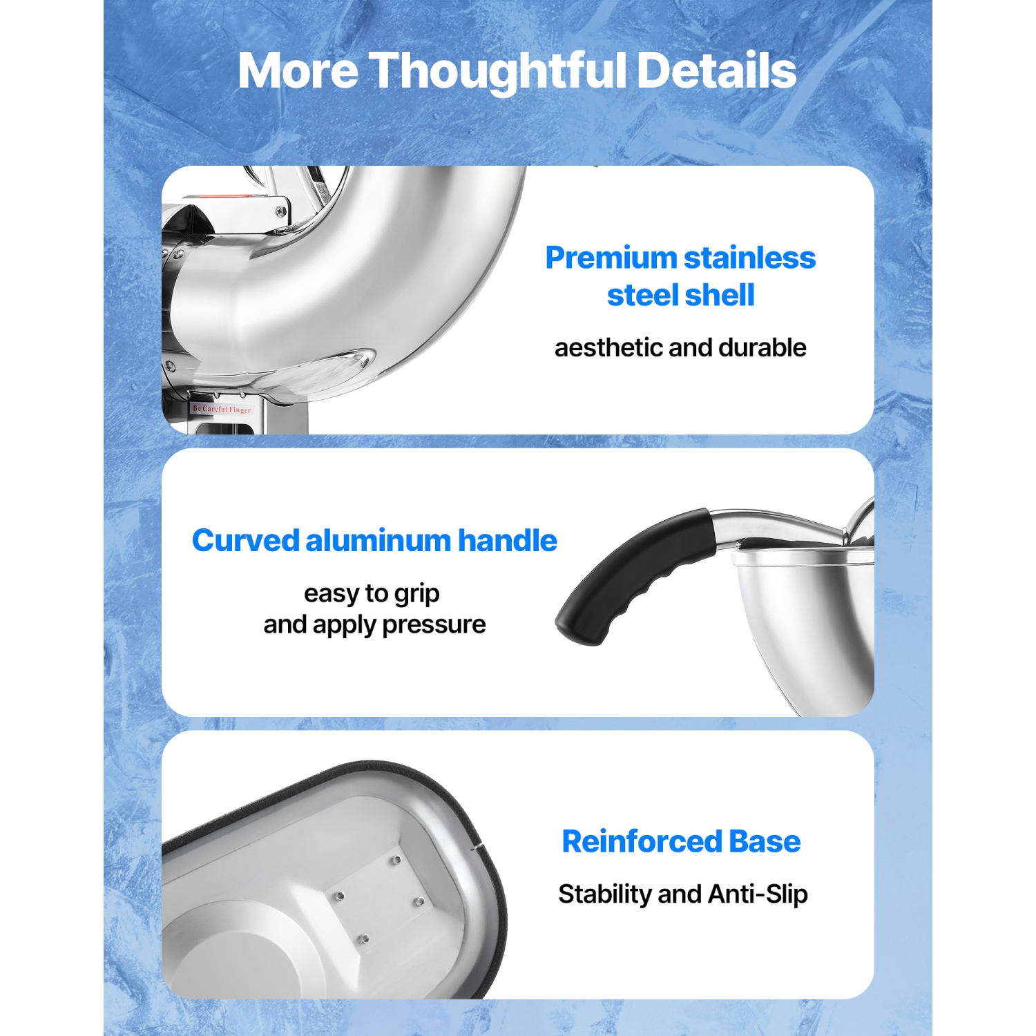 VEVOR 440lbs Per Hour Ice Crusher Machine, Electric 4 Blades Snow Cone Maker, All Stainless Steel Shaved Ice Machine with Bowl and Cover, 350W