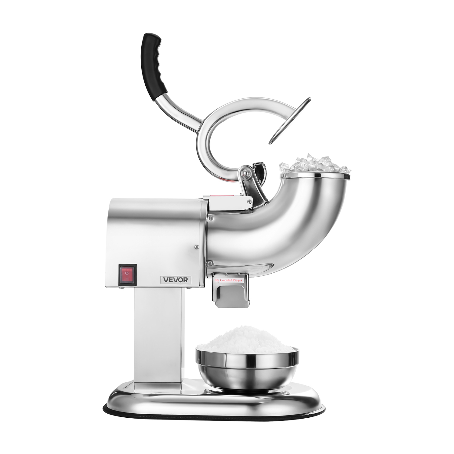 VEVOR 440lbs Per Hour Ice Crusher Machine, Electric 4 Blades Snow Cone Maker, All Stainless Steel Shaved Ice Machine with Bowl and Cover, 350W