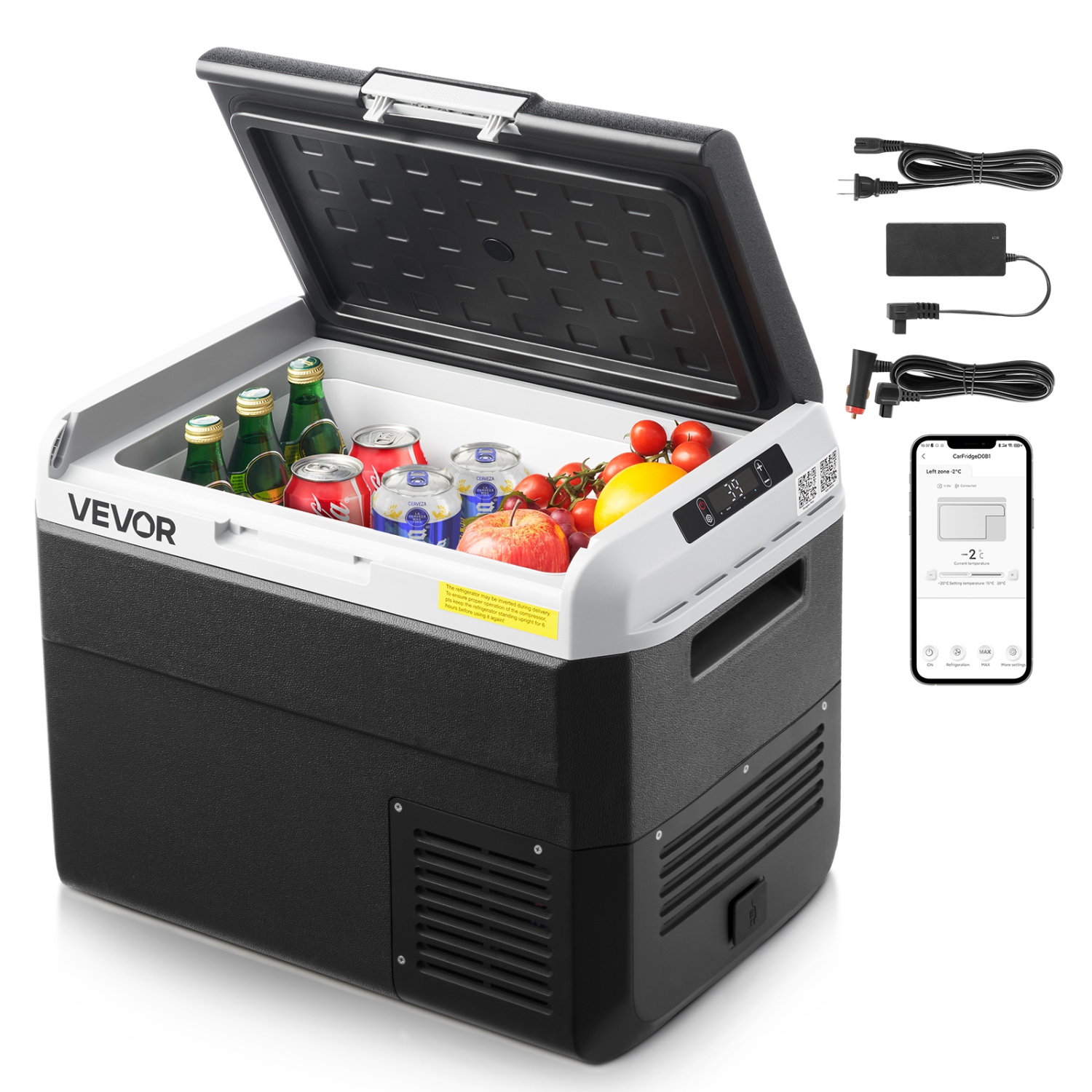 VEVOR 12 Volt Car Refrigerator, 31.7QT/30L Car Fridge, Portable Electric Cooler with -4℉~68℉ Adjustable Temperature, 12/24V DC and 100- 240V AC