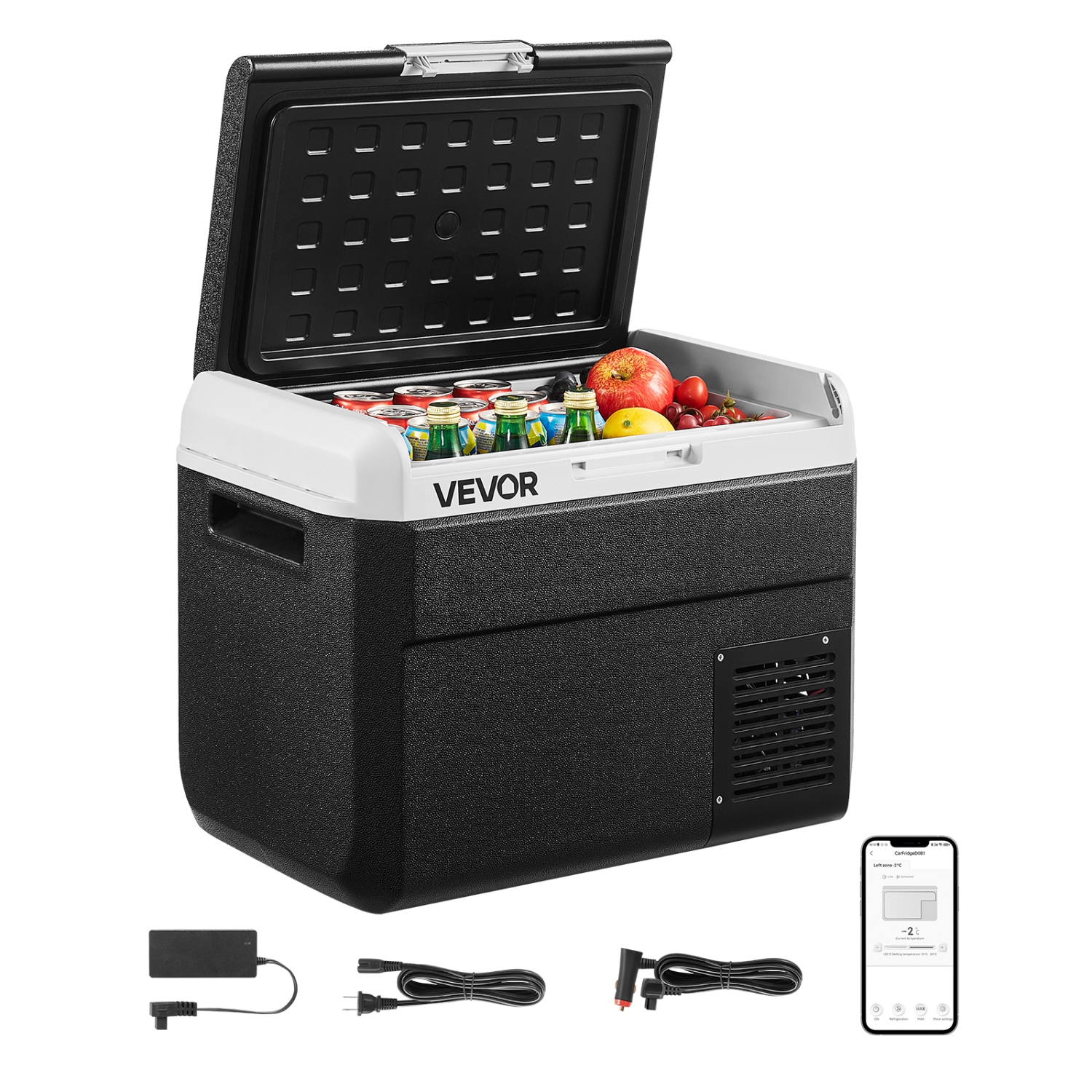 VEVOR 12 Volt Car Refrigerator, 31.7QT/30L Car Fridge, Portable Electric Cooler with -4℉~68℉ Adjustable Temperature, 12/24V DC and 100- 240V AC