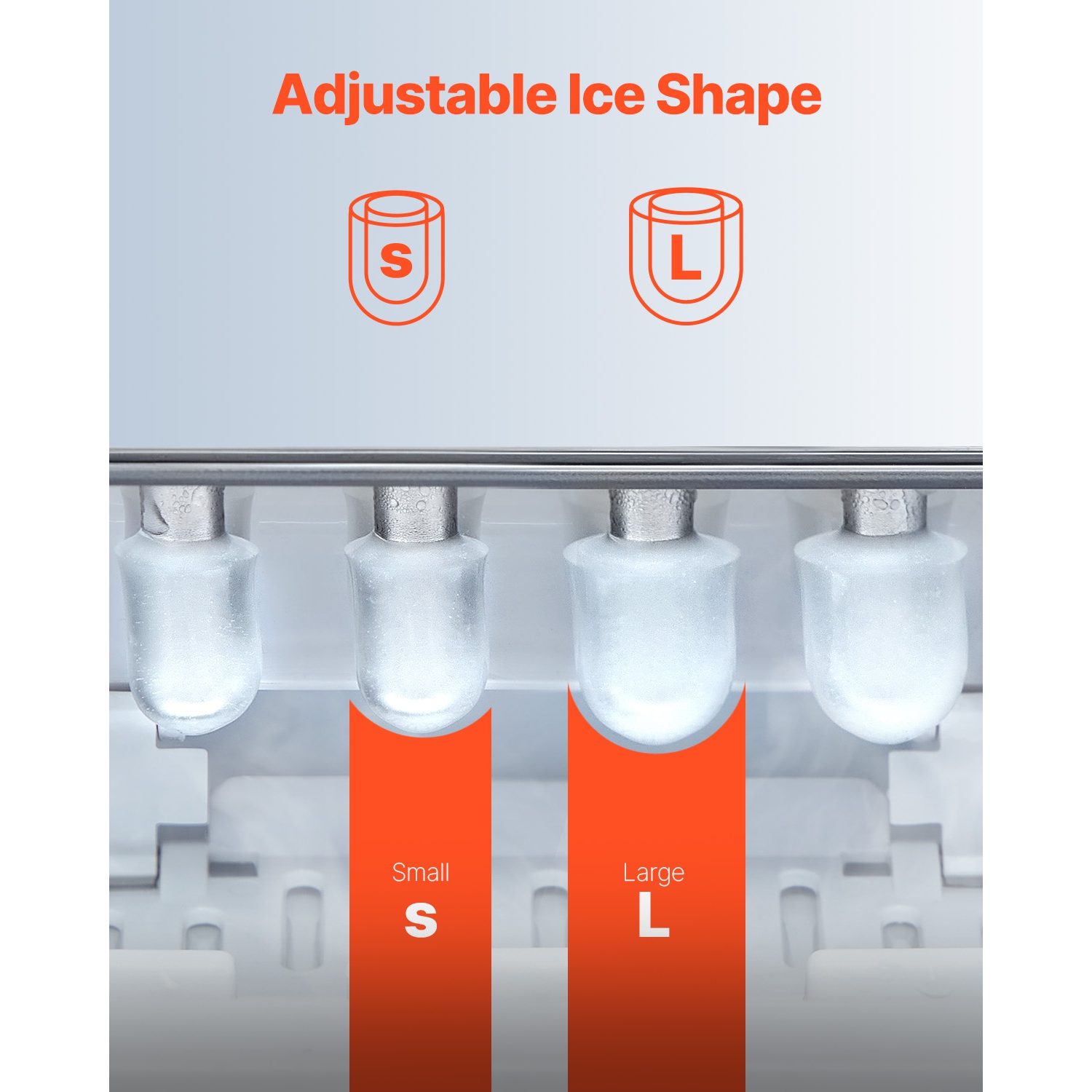 VEVOR 33lbs in 24Hrs Countertop Ice Maker, 9 Cubes Ready in 6 Mins, Self-Cleaning Portable Ice Maker with Ice Scoop and Basket, Ice Machine with 2