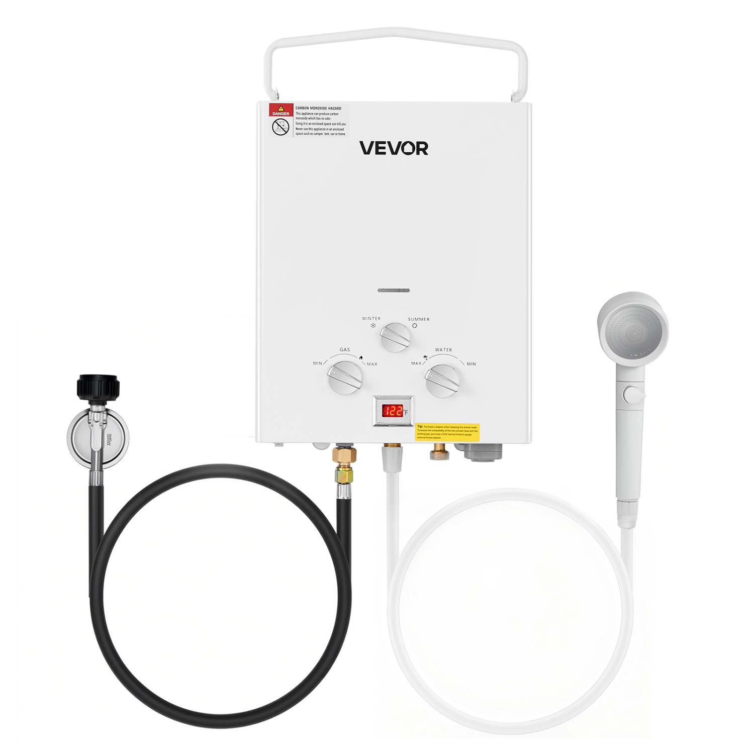 VEVOR 5L Portable Propane Water Heater, Tankless Outdoor Water Heater, 34000 BTU 1.32 GPM Instant Hot Water, with Accessory Set + Regulator +Water