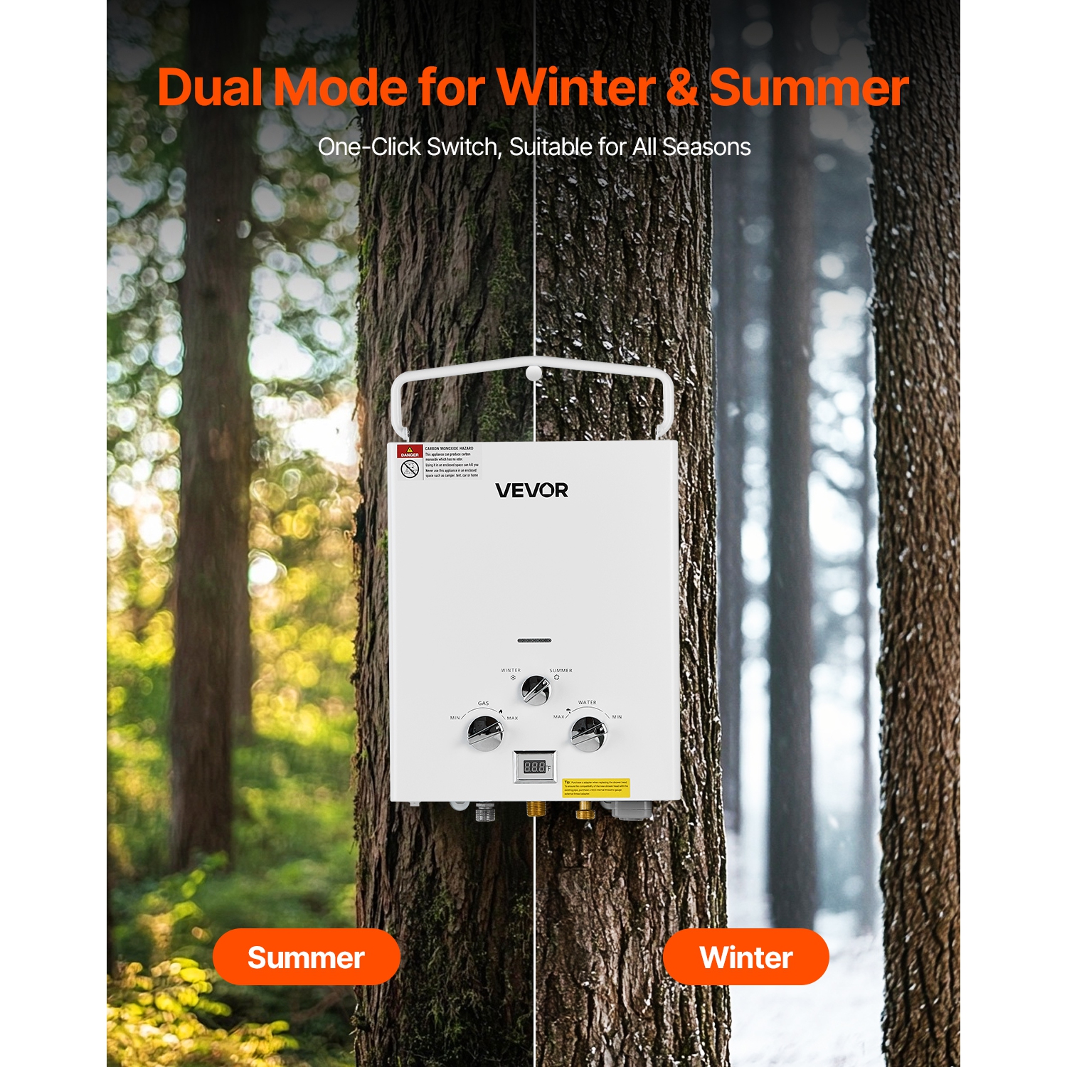 VEVOR 5L Portable Propane Water Heater, Tankless Outdoor Water Heater, 34000 BTU 1.32 GPM Instant Hot Water, with Accessory Set + Regulator +Water