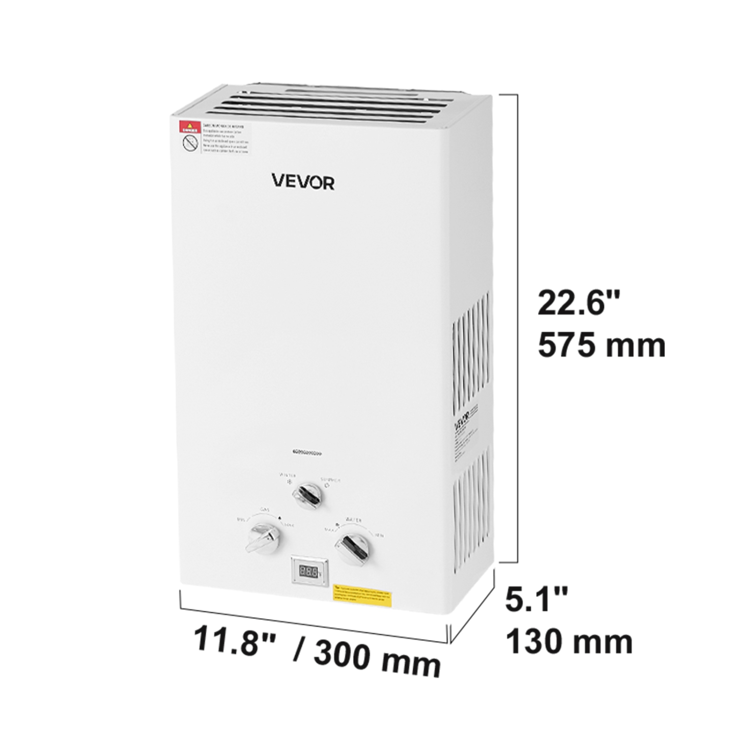 Chauffe-eau portatif au propane VEVOR 10&nbsp;L, chauffe-eau extérieur sans réservoir, eau chaude instantanée 68000&nbsp;BTU de 2,64 gal/min,
