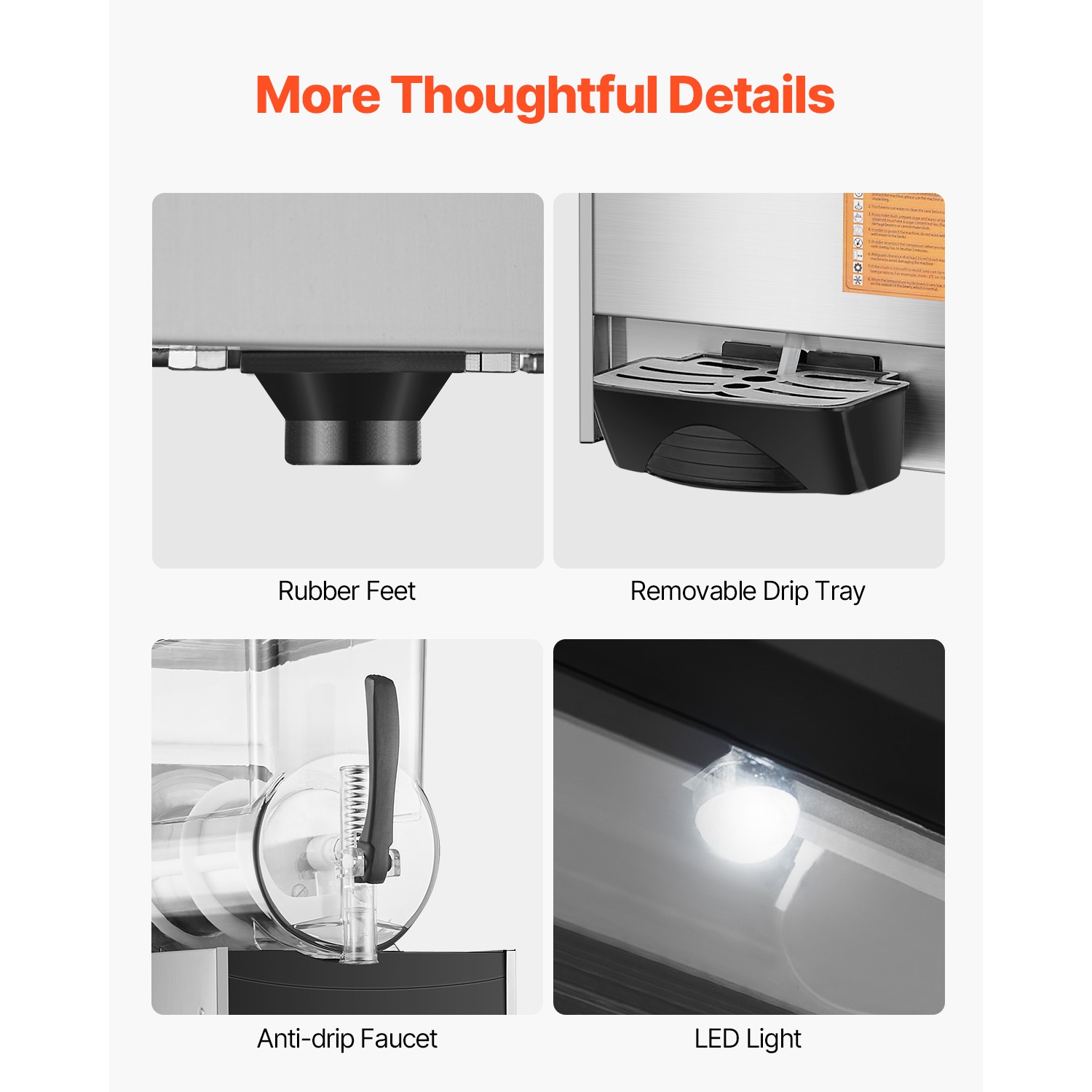 VEVOR 12L Commercial Slushy Machine, Single Tank Frozen Drink Machine, 48 Cups Stainless Steel Margarita Smoothie Frozen Drink Maker, Slushie Maker