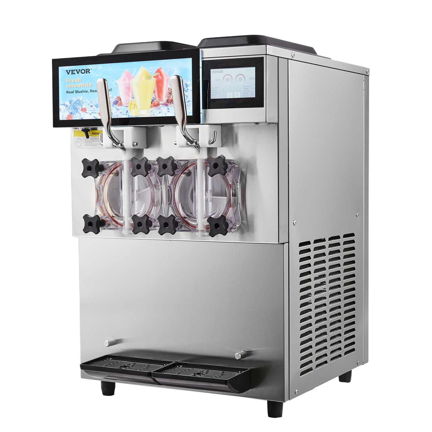 VEVOR 2 x 12L Commercial Slushy Machine, 3.17 Gal Double Tanks, Cool and Freeze Modes, Stainless Steel Margarita Smoothie Frozen Drink Maker, Slushie