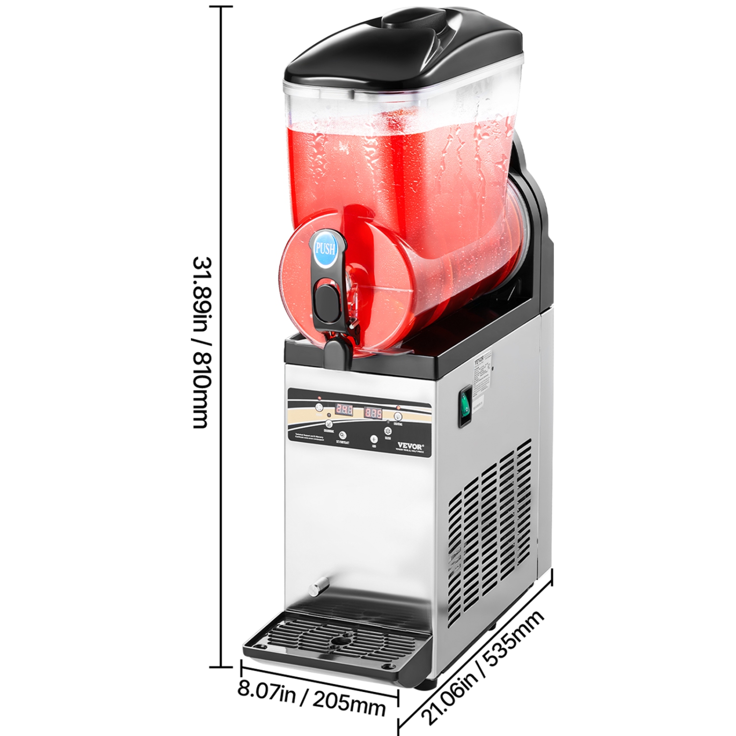 VEVOR 15L Commercial Frozen Drink Maker, Single Tank Slushy Machine, 60 Cups Stainless Steel Margarita Smoothie Frozen Drink Machine, Slushie Maker