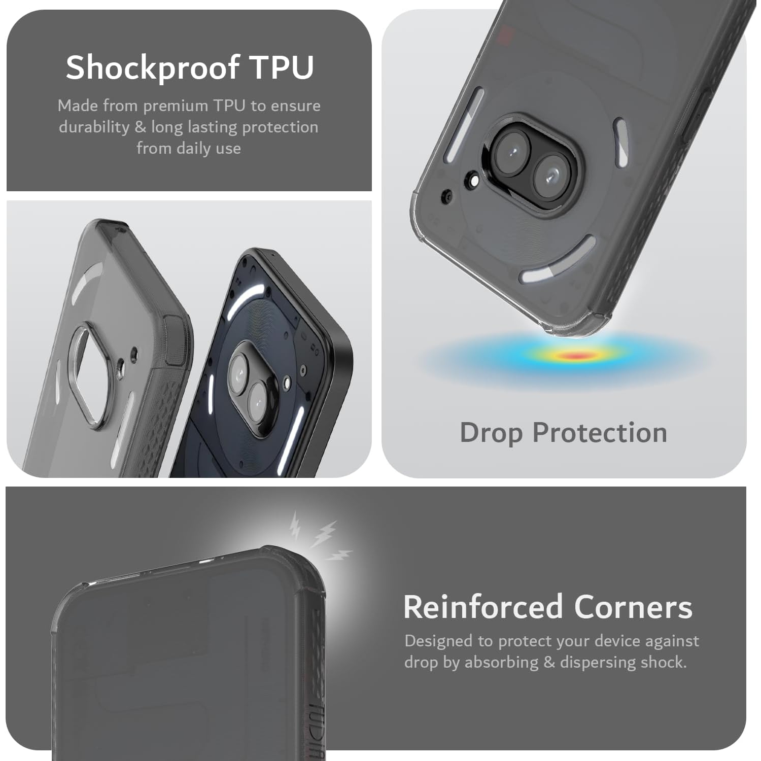 TUDIA SKN for Nothing Phone 2a/ 2a Plus Case Shockproof - Frosted Black