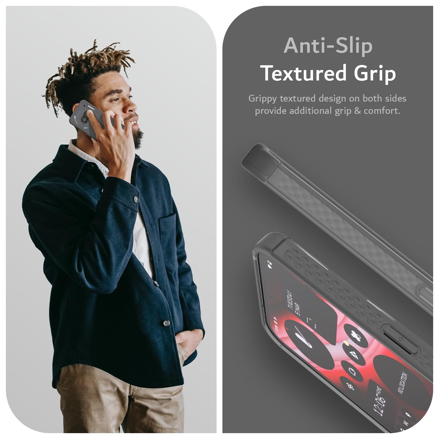 TUDIA SKN for Nothing Phone 2a/ 2a Plus Case Shockproof - Frosted Black