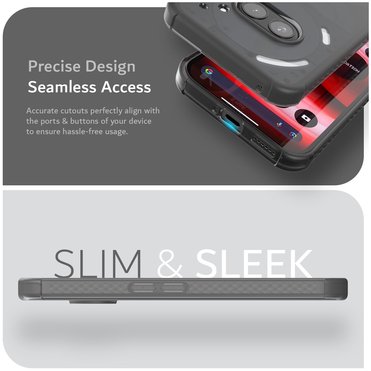 TUDIA SKN for Nothing Phone 2a/ 2a Plus Case Shockproof - Frosted Black