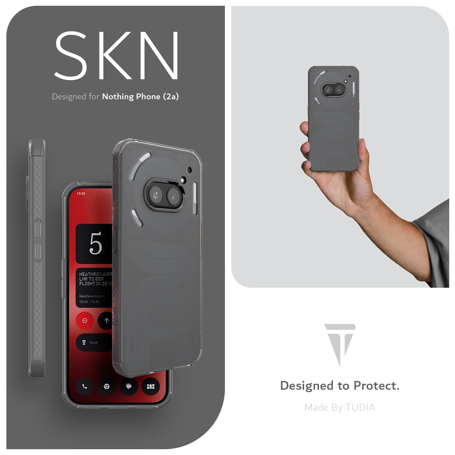 TUDIA SKN for Nothing Phone 2a/ 2a Plus Case Shockproof - Frosted Black