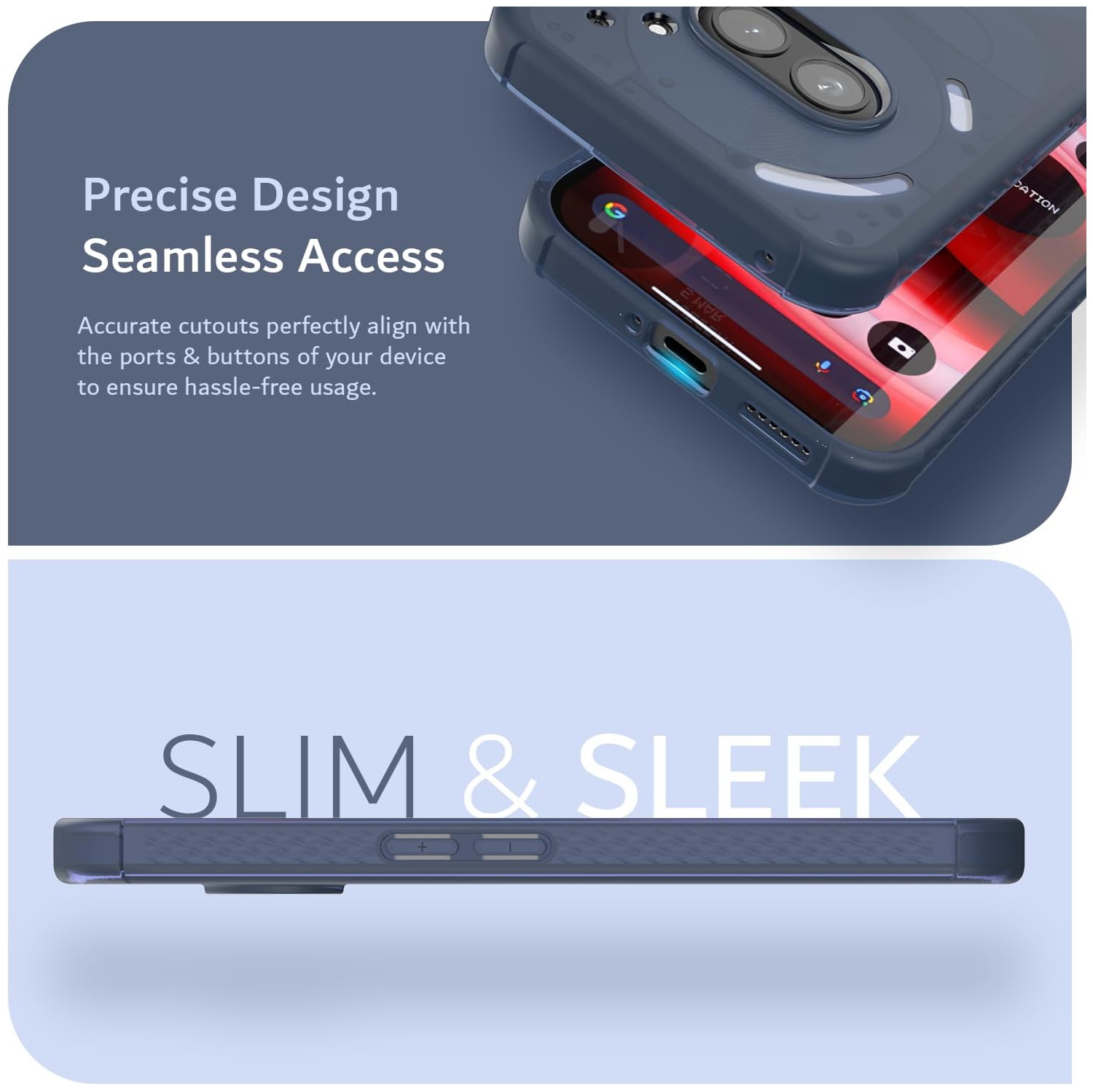 TUDIA SKN for Nothing Phone 2a/ 2a Plus Case Shockproof - Frosted Blue