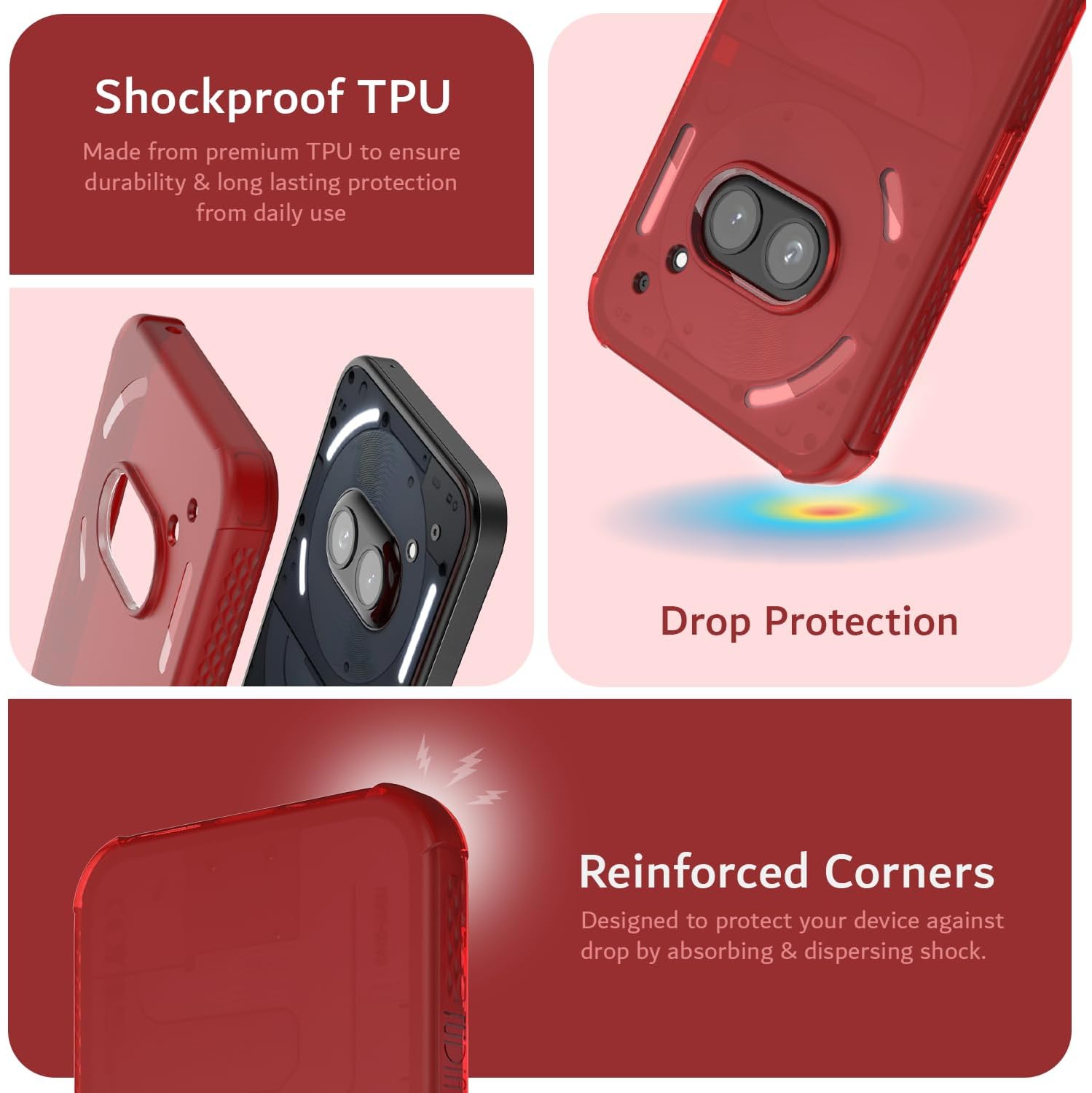 Étui antichoc SKN for Nothing de TUDIA pour téléphone 2a/2a Plus - Rouge givré