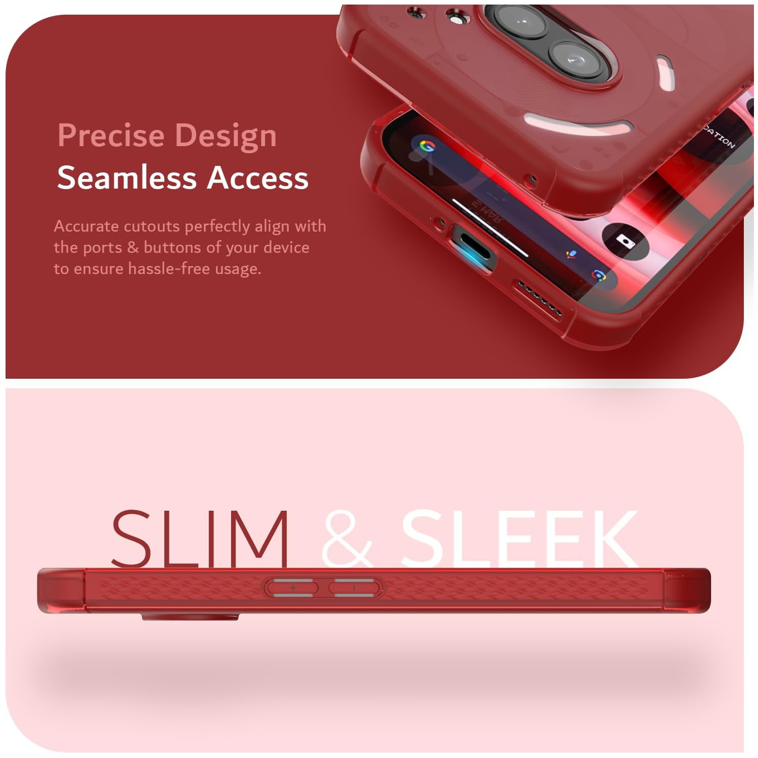 Étui antichoc SKN for Nothing de TUDIA pour téléphone 2a/2a Plus - Rouge givré