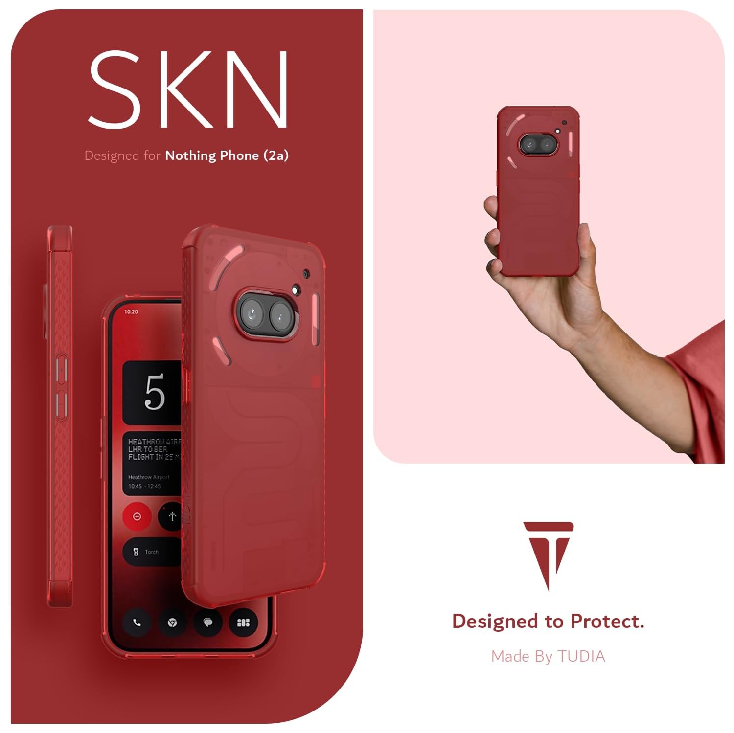 Étui antichoc SKN for Nothing de TUDIA pour téléphone 2a/2a Plus - Rouge givré