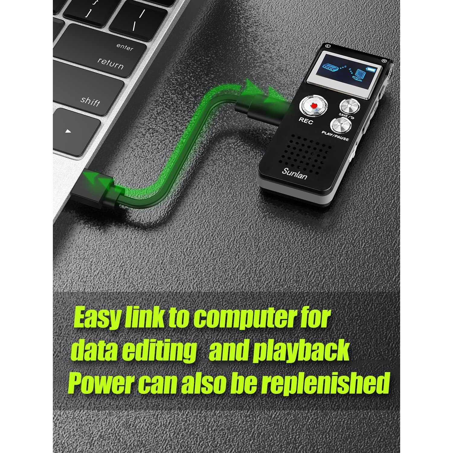 Digital Voice Recorder 16GB Voice Recorder with Playback for Lectures - USB Rechargeable Dictaphone Upgraded