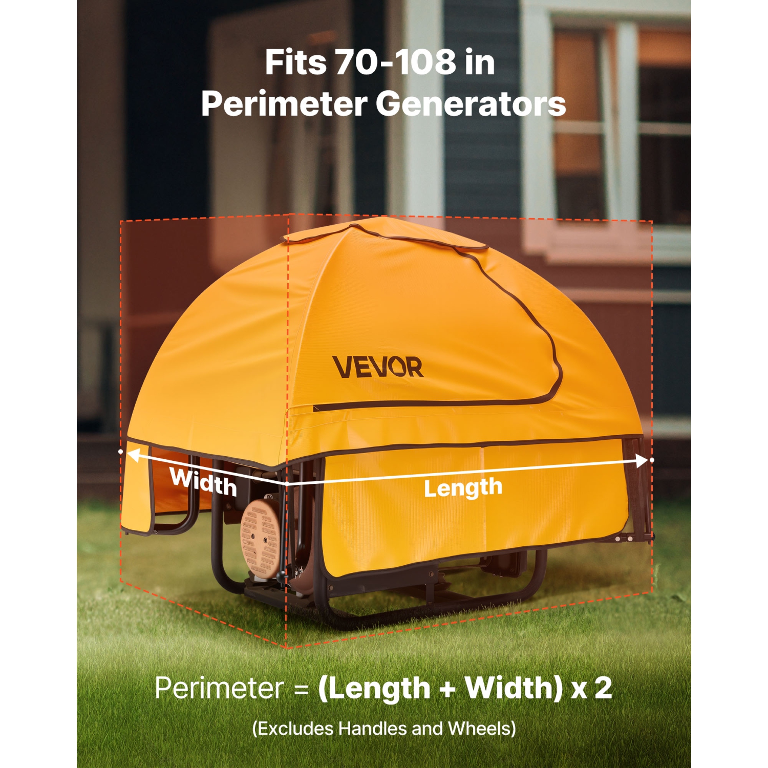VEVOR 36 x 26 x 26 Inch Generator Cover, Waterproof Universal Generator Cover for Most Generators 70-108 Inch Perimeter, Heavy Duty Thicken Oxford