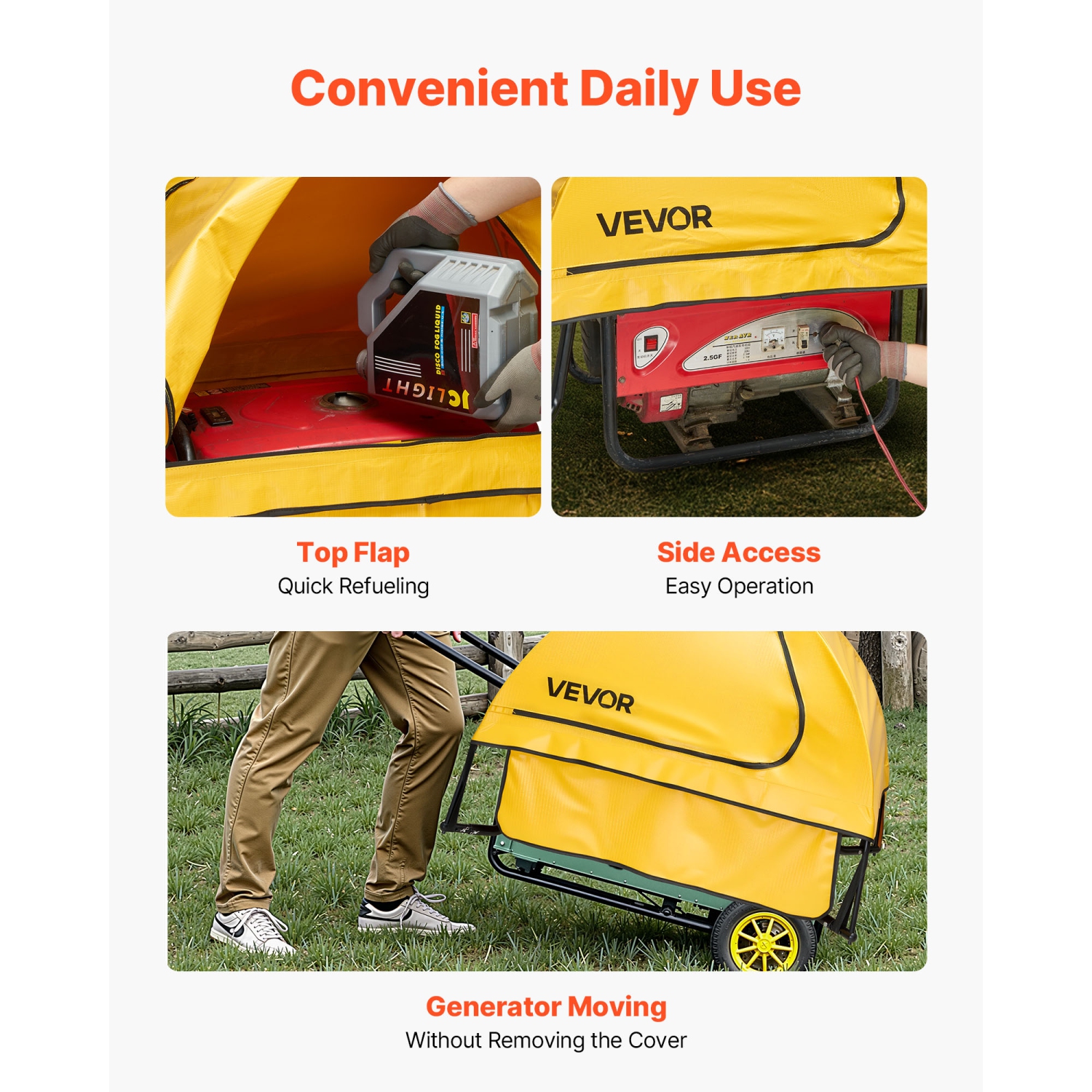 VEVOR 36 x 26 x 26 Inch Generator Cover, Waterproof Universal Generator Cover for Most Generators 70-108 Inch Perimeter, Heavy Duty Thicken Oxford