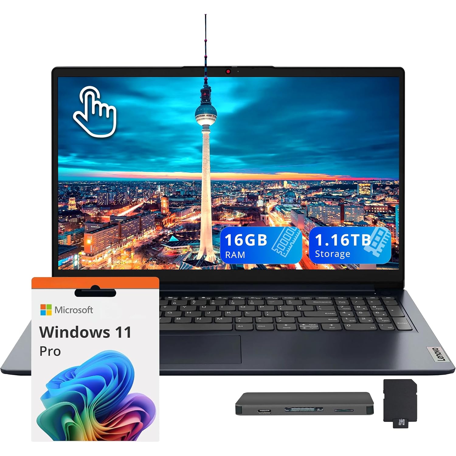 Lenovo IdeaPad 1i 15.6" FHD Touchscreen Laptop, Intel i5-1334U, 16GB RAM, 1.16TB Storage, Intel Iris Xe Graphics, Win 11 Pro, Abyss Blue