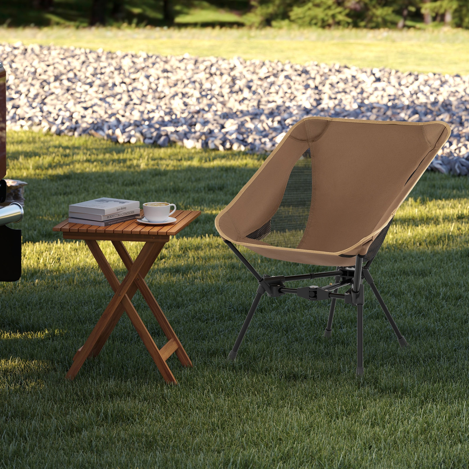 Gymax Ultra-Lightweight Camping Chair Portable Lawn Chair w/Triangular Aluminum Frame