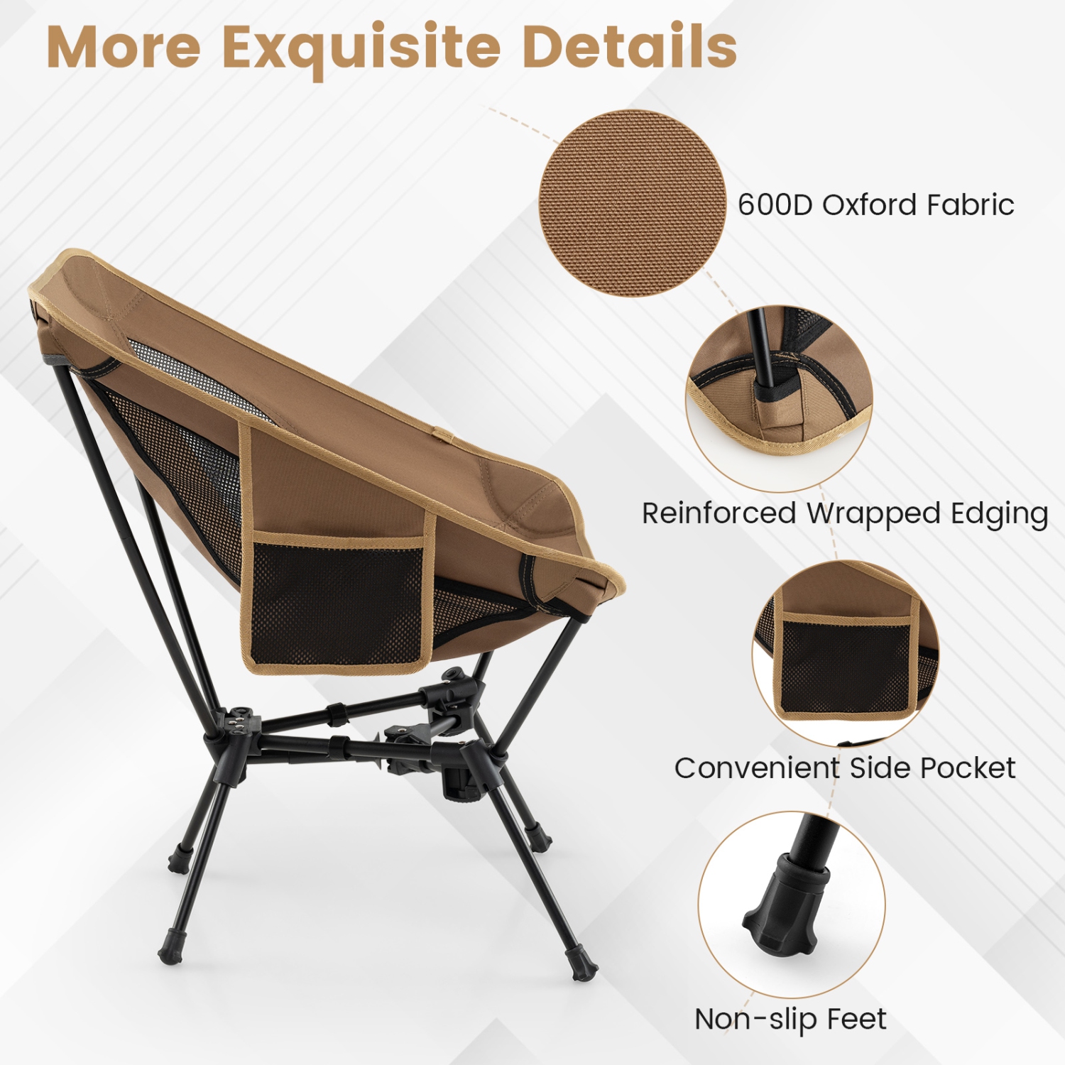 Gymax Ultra-Lightweight Camping Chair Portable Lawn Chair w/Triangular Aluminum Frame