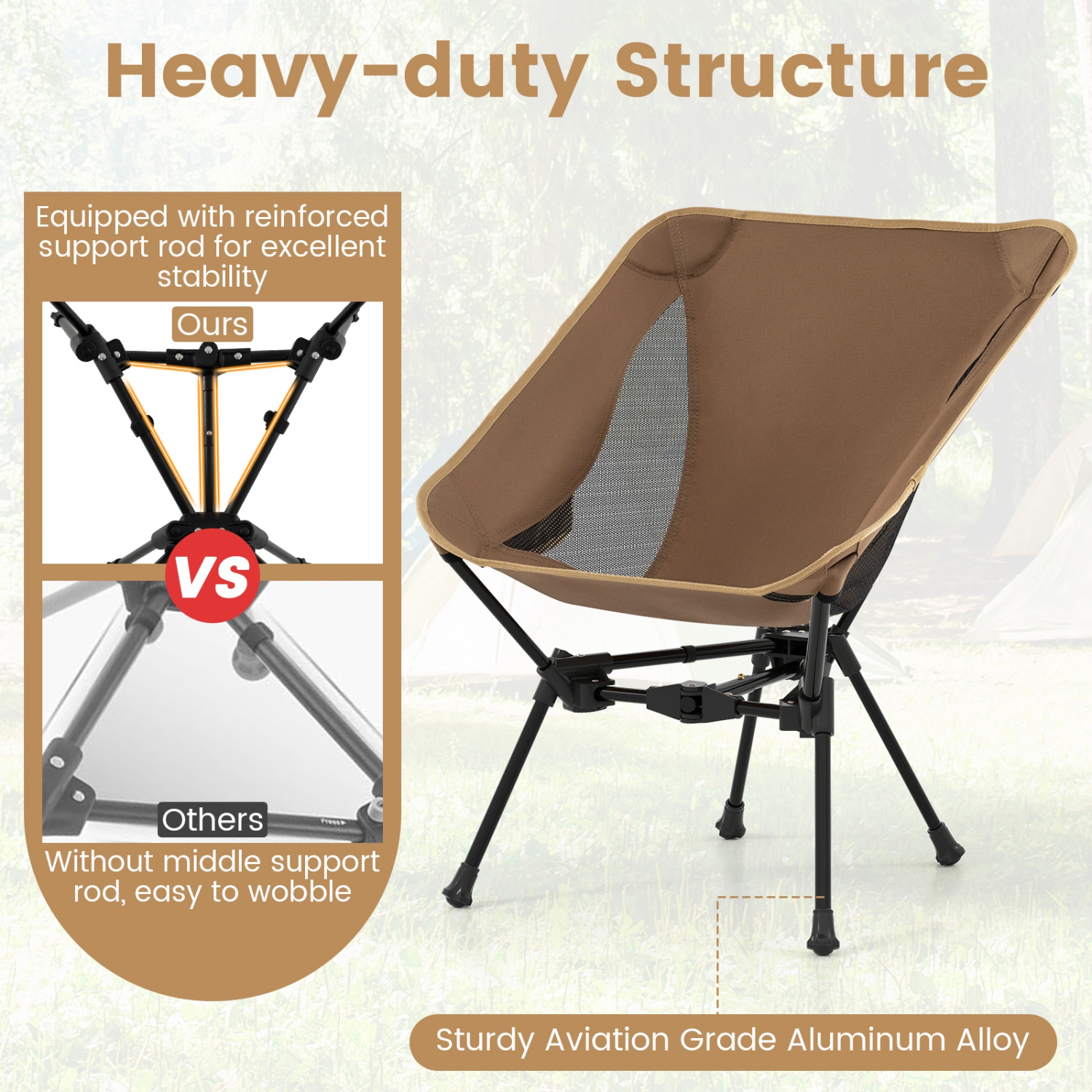 Gymax Ultra-Lightweight Camping Chair Portable Lawn Chair w/Triangular Aluminum Frame