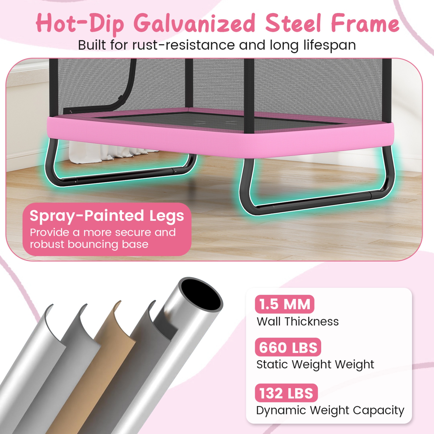 Gymax 6 FT Kids Trampoline w/Swing & Horizontal Bar Safety Enclosure Net