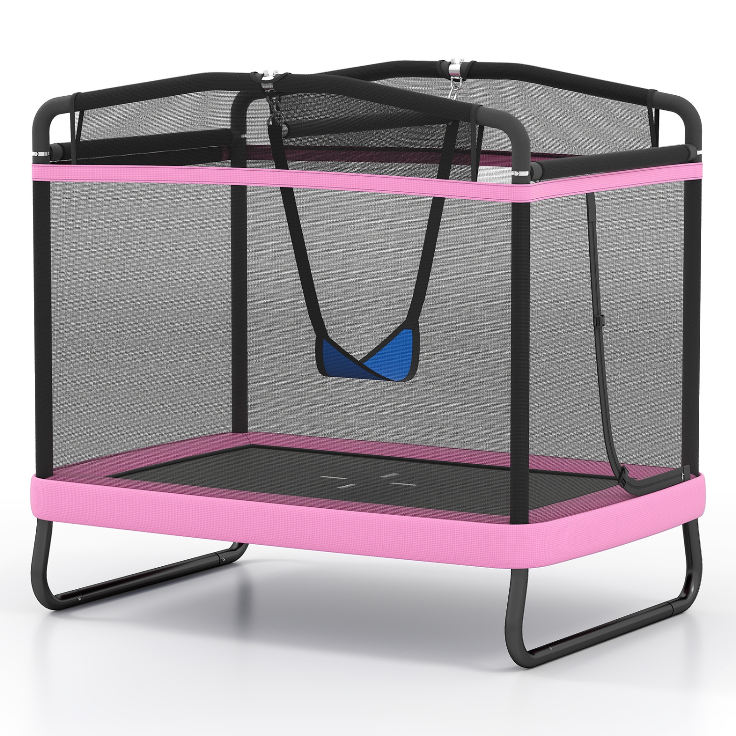 Gymax 6 FT Kids Trampoline w/Swing & Horizontal Bar Safety Enclosure Net