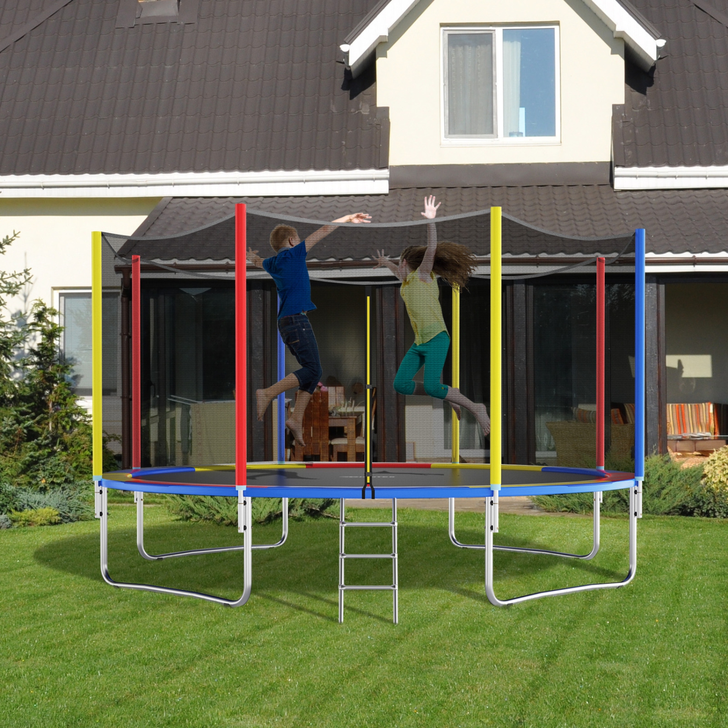 Gymax 12FT Trampoline Spring Cover w/Split Design Waterproof Surface EPE Foam Padding