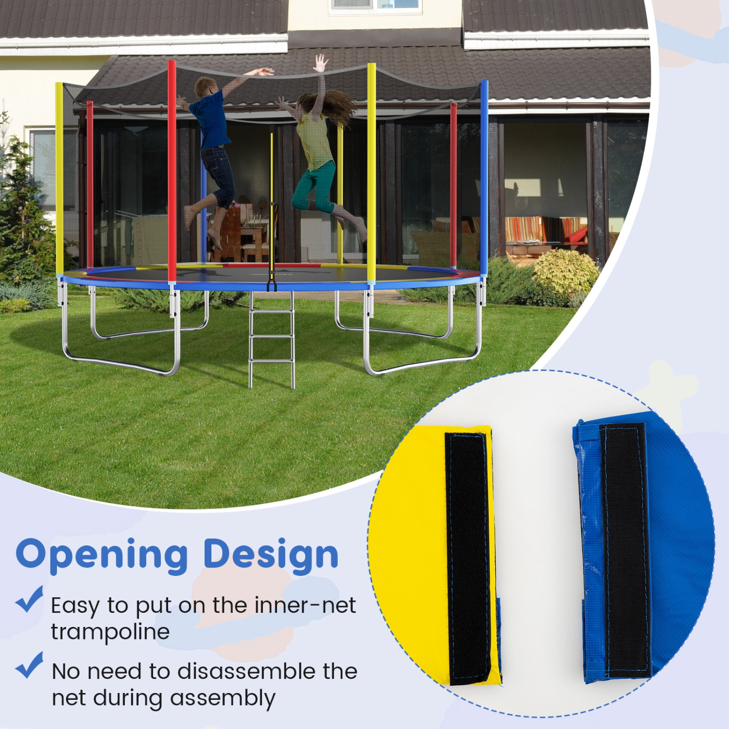 Gymax 12FT Trampoline Spring Cover w/Split Design Waterproof Surface EPE Foam Padding