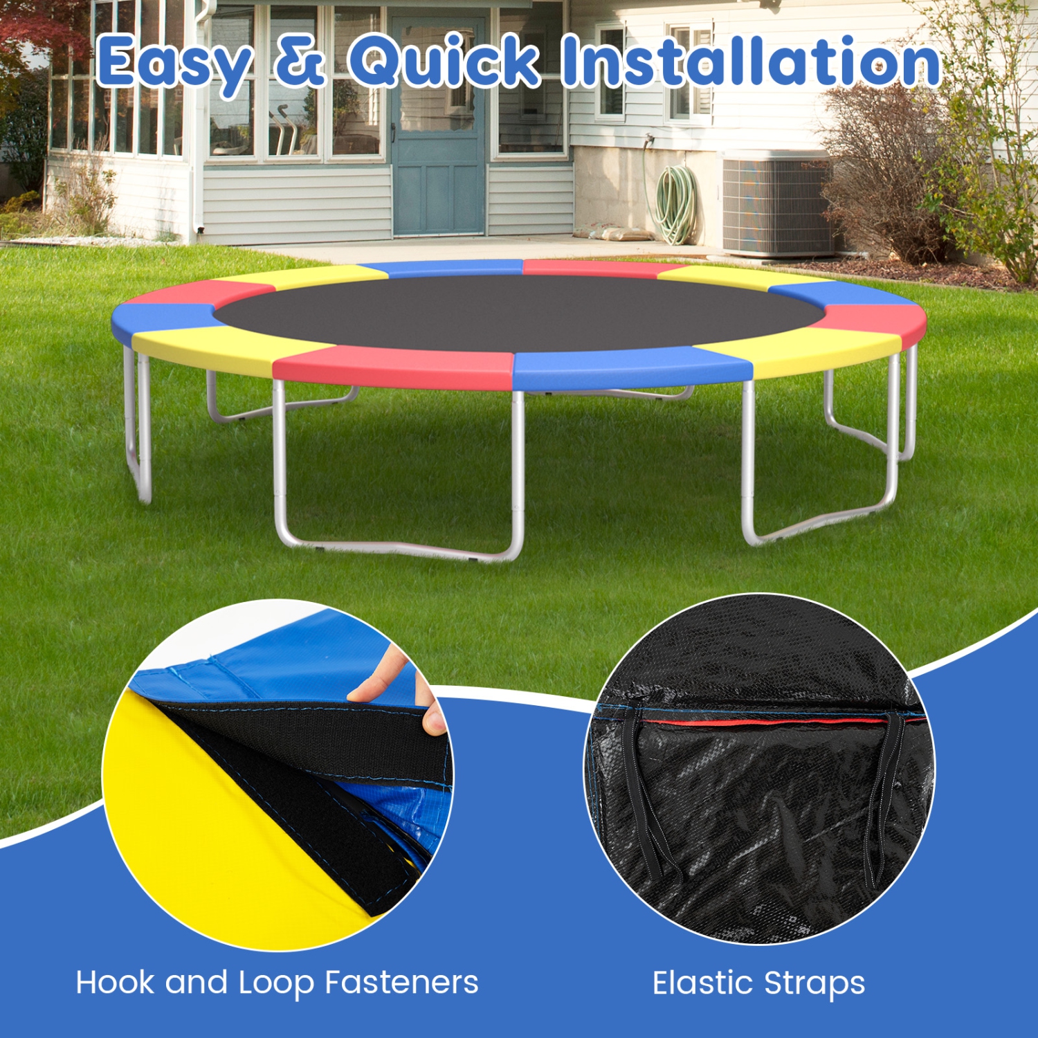 Gymax 12FT Trampoline Spring Cover w/Split Design Waterproof Surface EPE Foam Padding